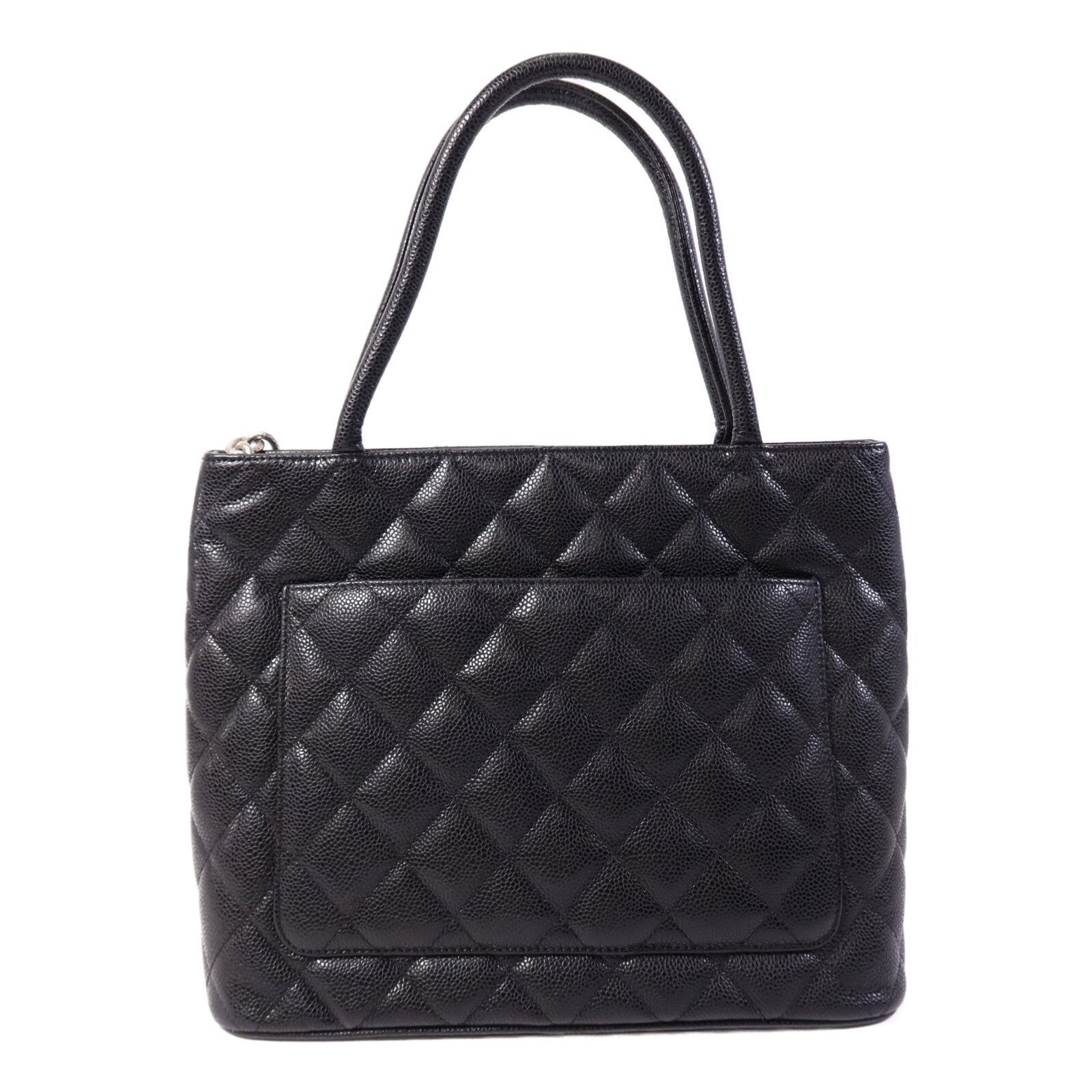 CHANEL 牛皮皮革Medallion Tote銀扣手挽袋