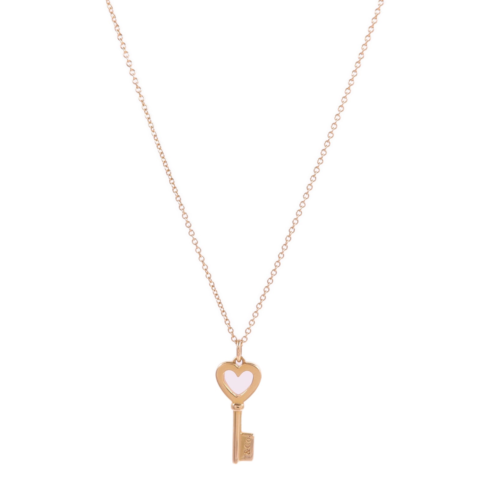 TIFFANY＆CO 18K玫瑰金Heart Key Pendant項鍊