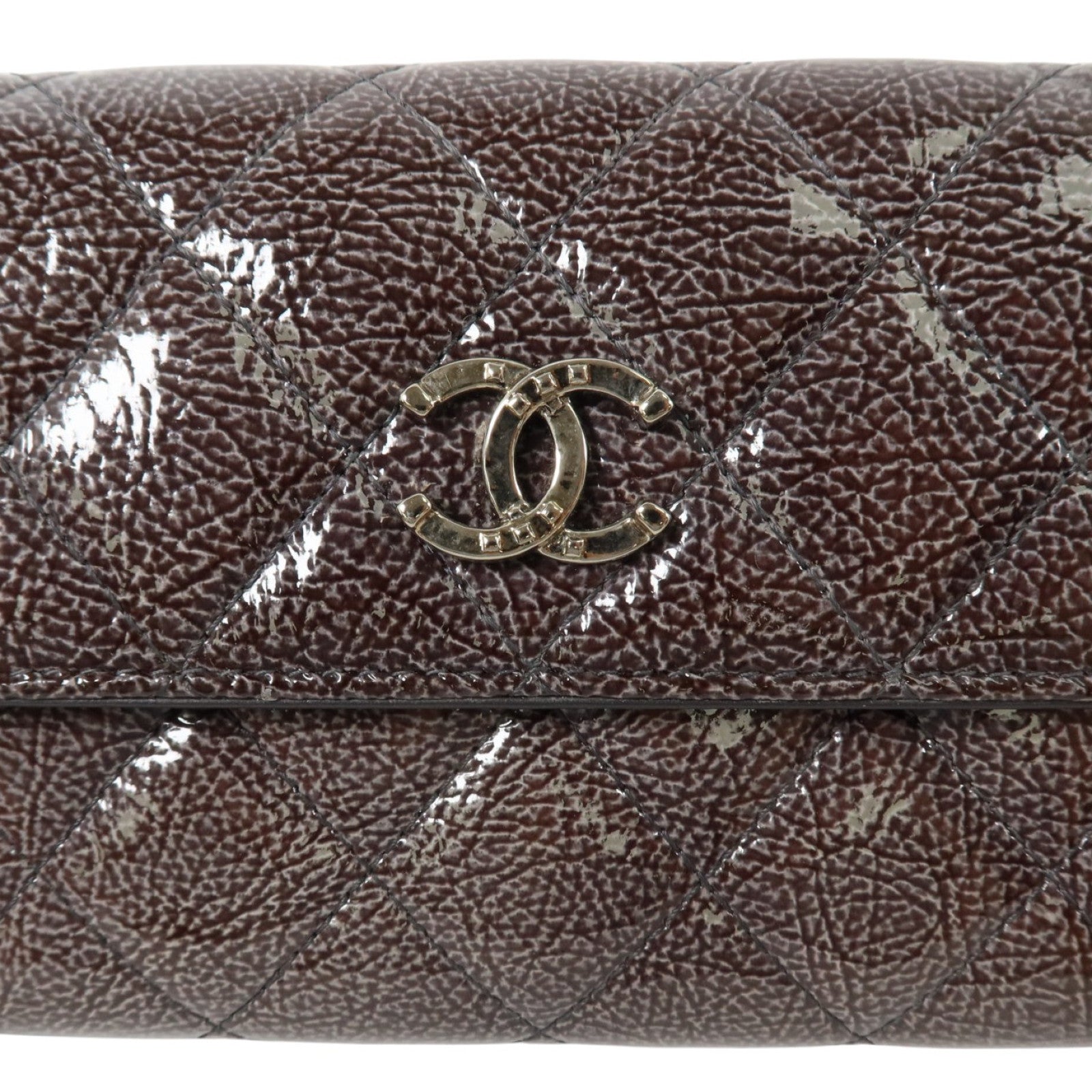 CHANEL 漆皮皮革Long Wallet銀扣長錢包