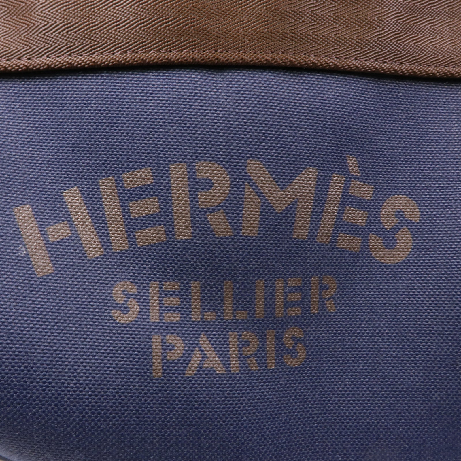 HERMES 帆布Sac De Pansage Groom手挽肩背兩用袋Bleu Indigo/Feu
