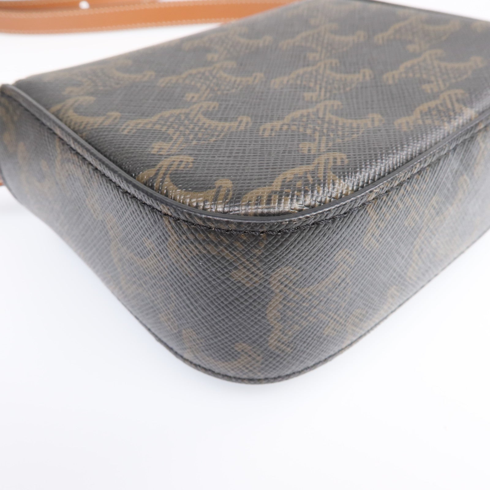 CELINE 塗層帆布Mini Triomphe金扣肩背袋