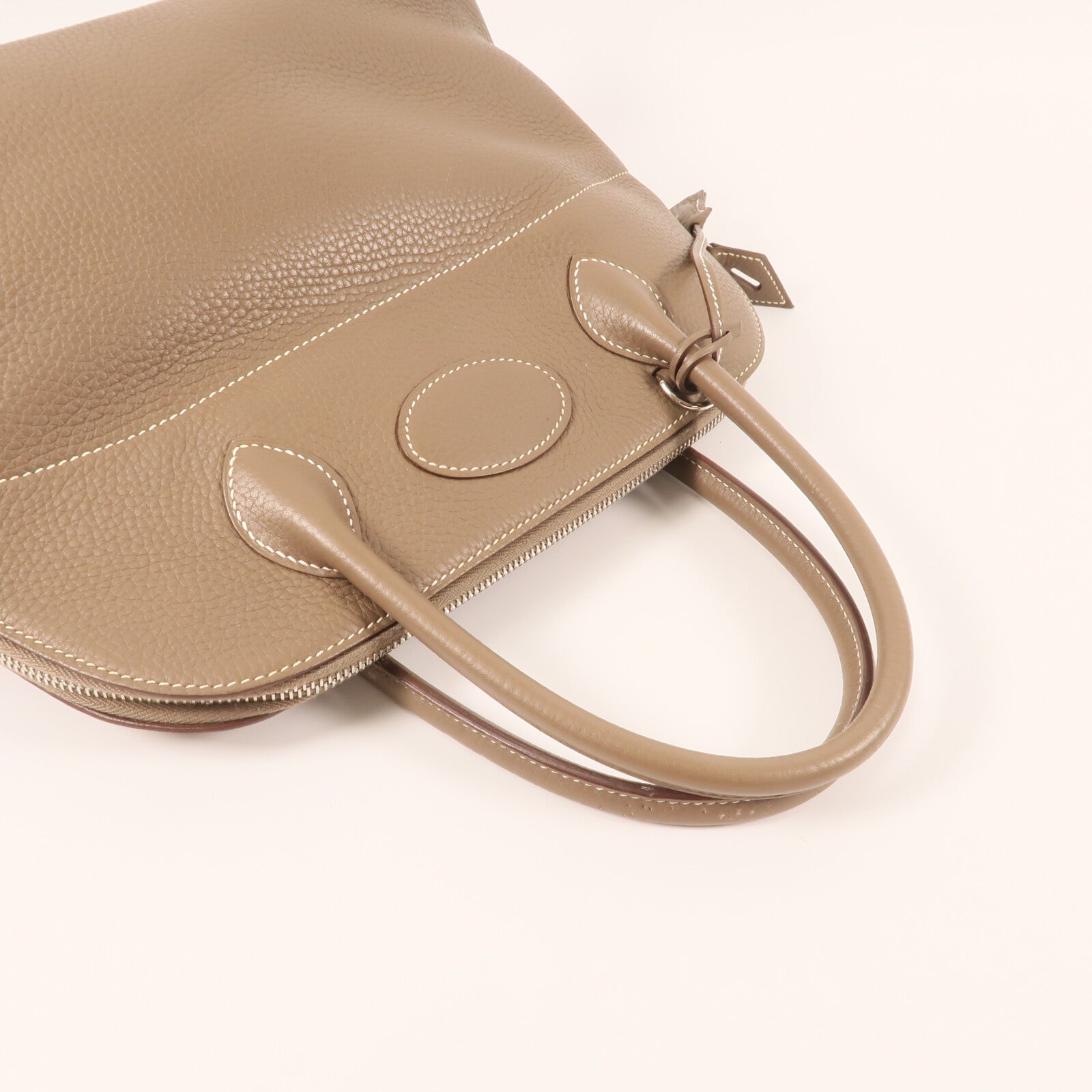 HERMES Clemence皮革Bolide 31銀扣肩背袋Etoupe