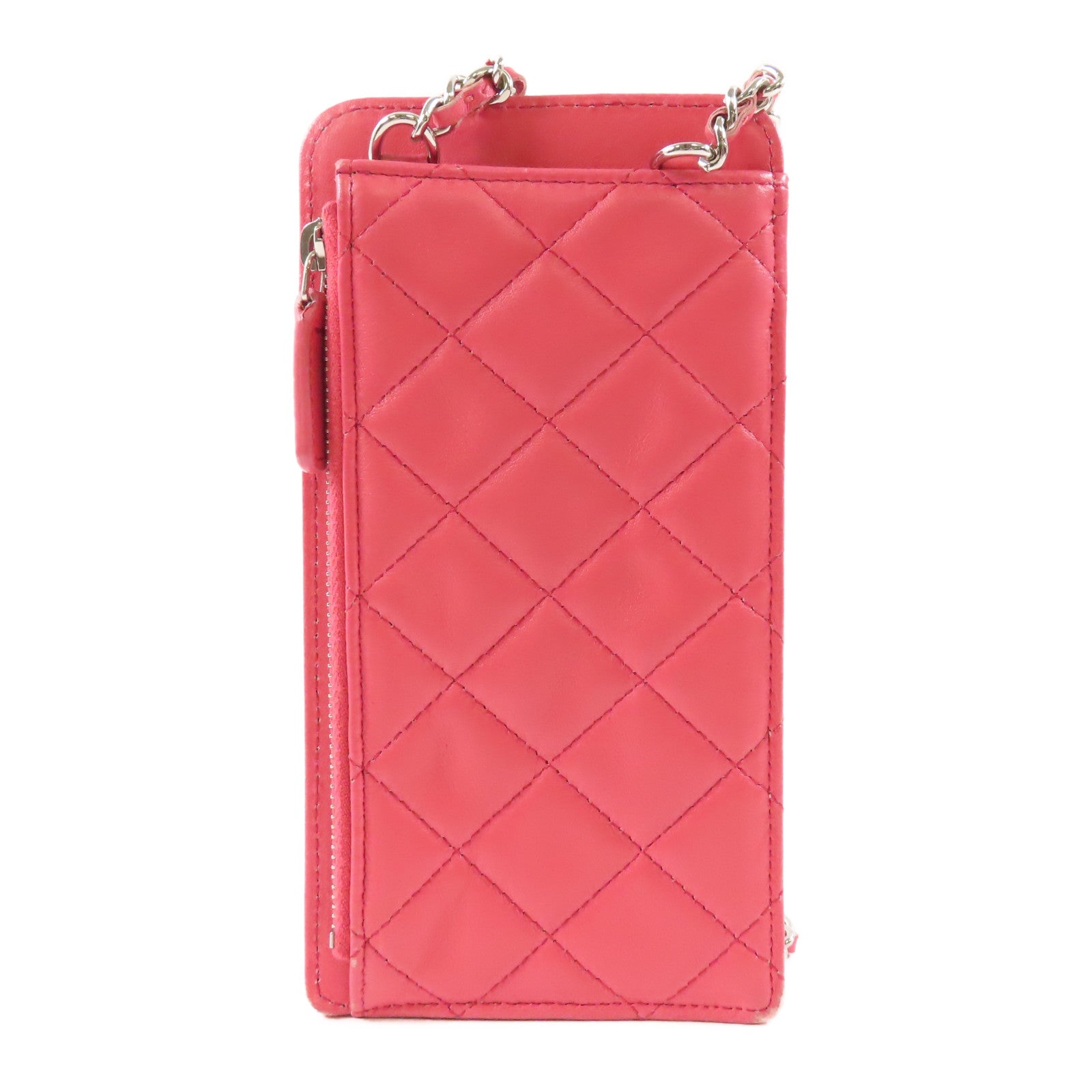 CHANEL 羊皮皮革Phone Case銀扣鏈帶肩背袋