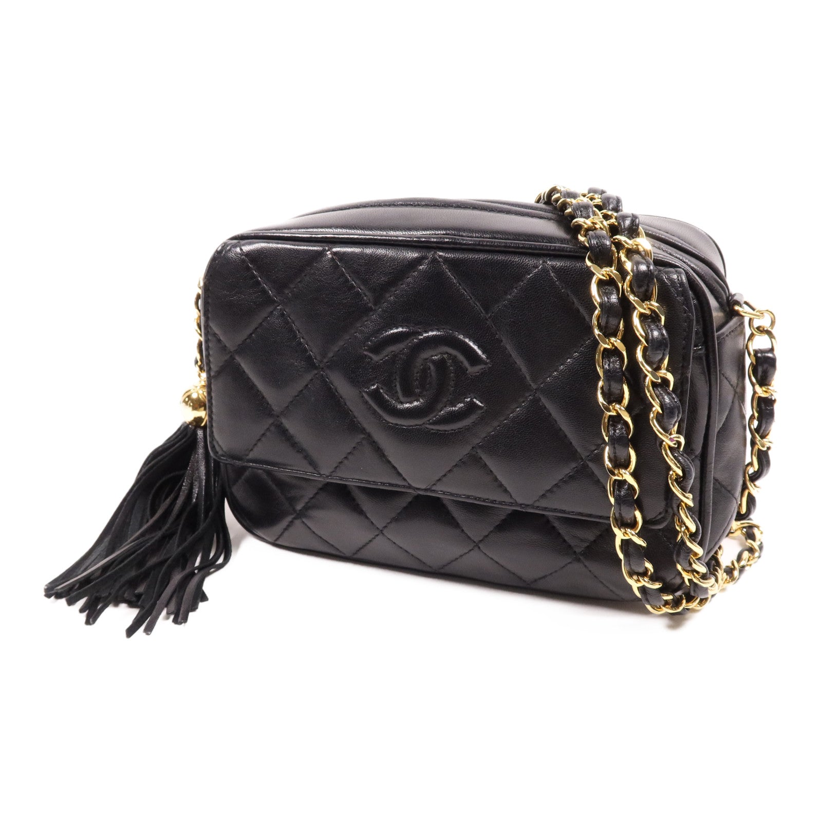 CHANEL 羊皮皮革Chain Shoulder金扣鏈帶肩背袋