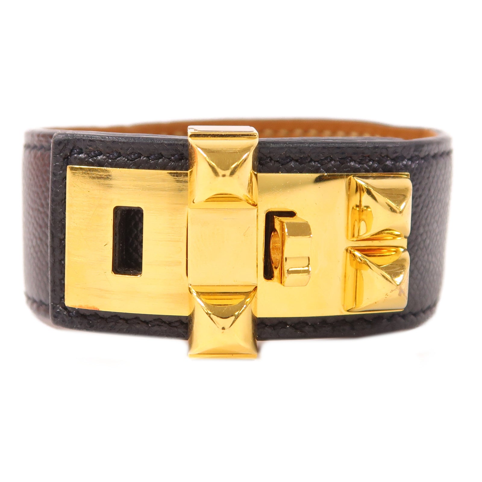 HERMES Epsom皮革CDC 24金扣手鐲