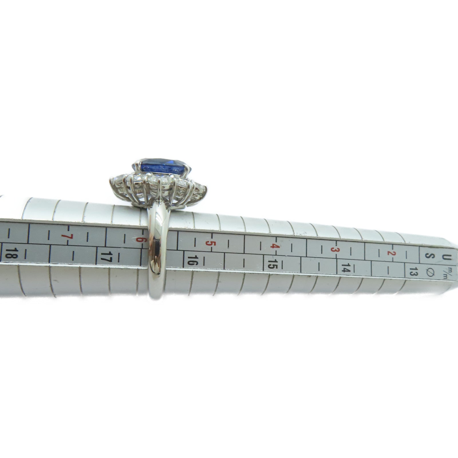 JEWELRY PT900鉑金Sapphire Ring 4.465ct藍寶石/2.22ct鑚石戒指US#5.75