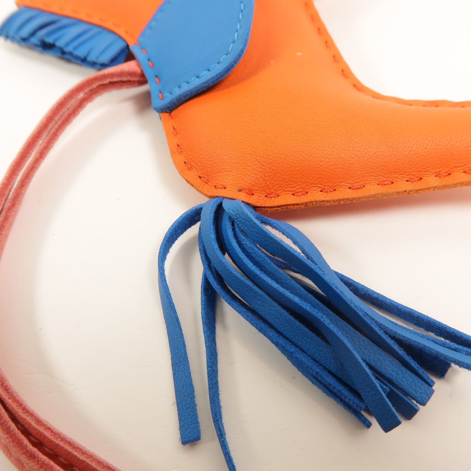 HERMES Milo皮革Rodeo MM掛飾Orange Poppy