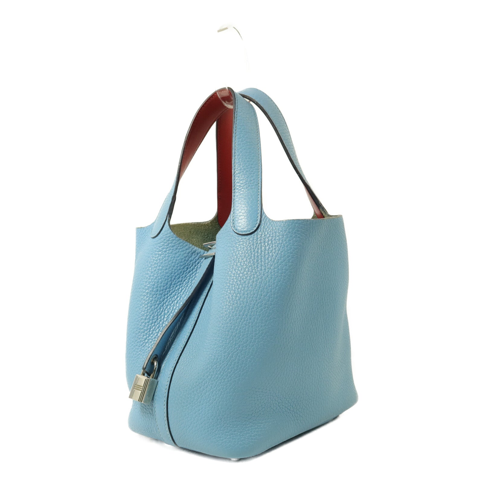 HERMES Clemence皮革Picotin PM手挽袋Bleu Du Nord