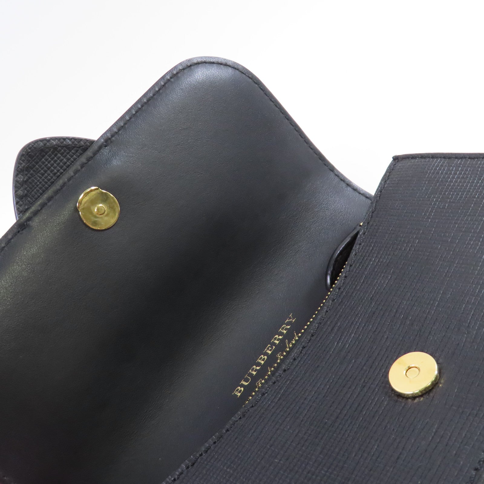 BURBERRY 帆布/牛皮皮革Wallet Shoulder Bag金扣肩背袋啡色/黑色
