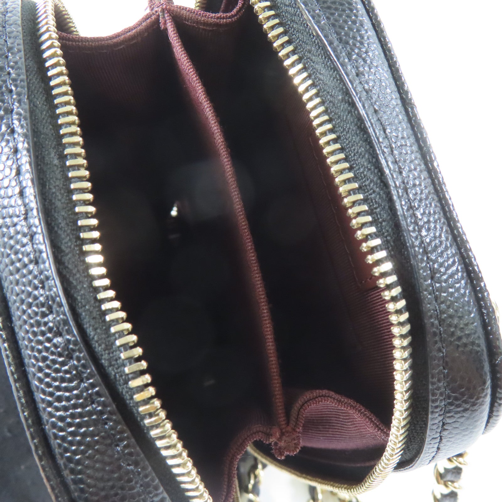 CHANEL 菱格Caviar皮革Chain Shoulder金扣鏈帶肩背袋黑色