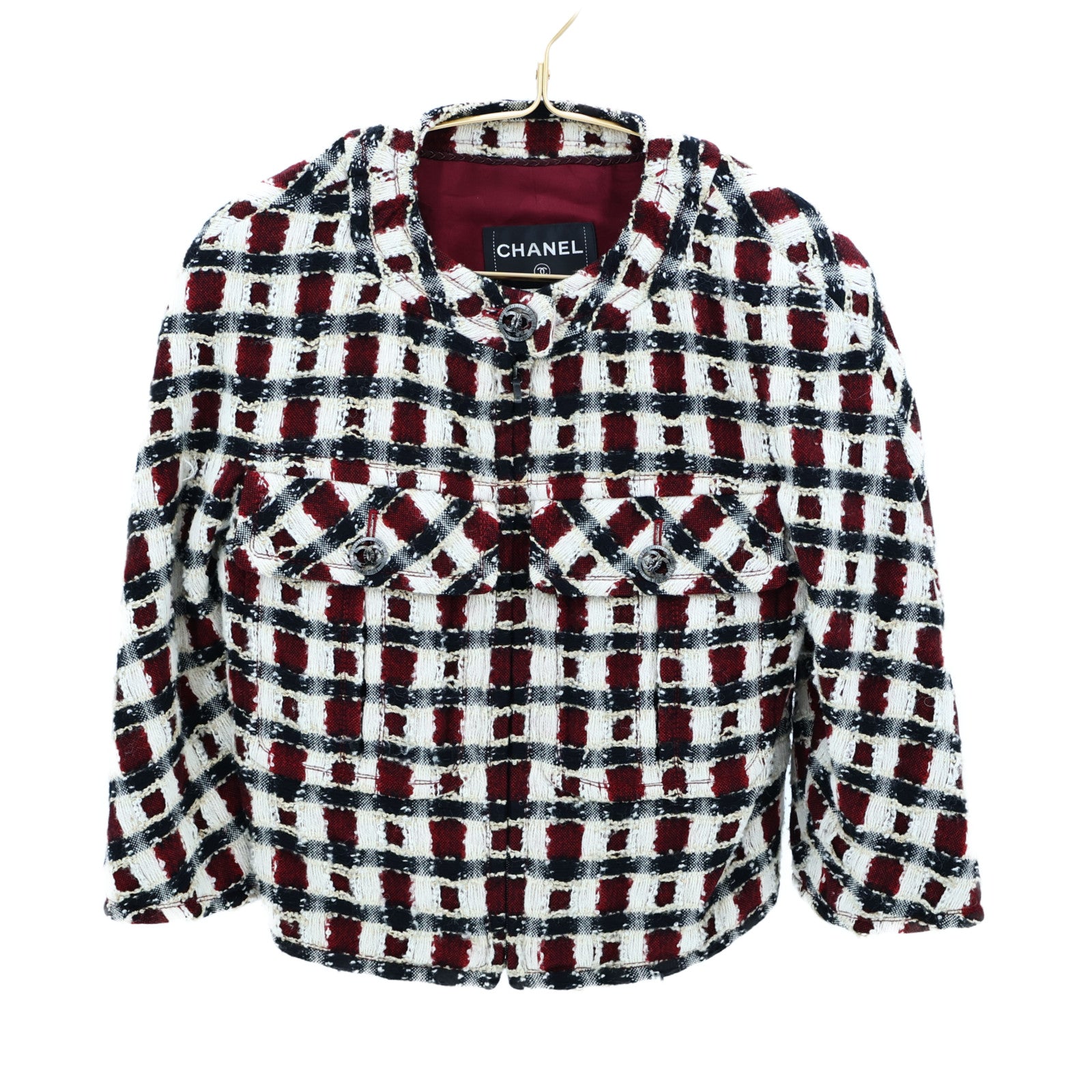 CHANEL Wool/Rayon Collarless Jacket外套
