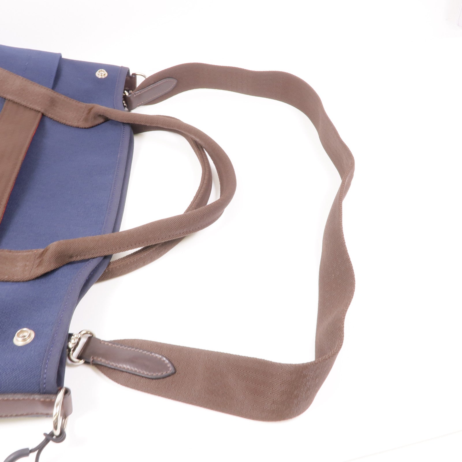 HERMES 帆布Sac De Pansage Groom手挽肩背兩用袋Bleu Indigo/Feu