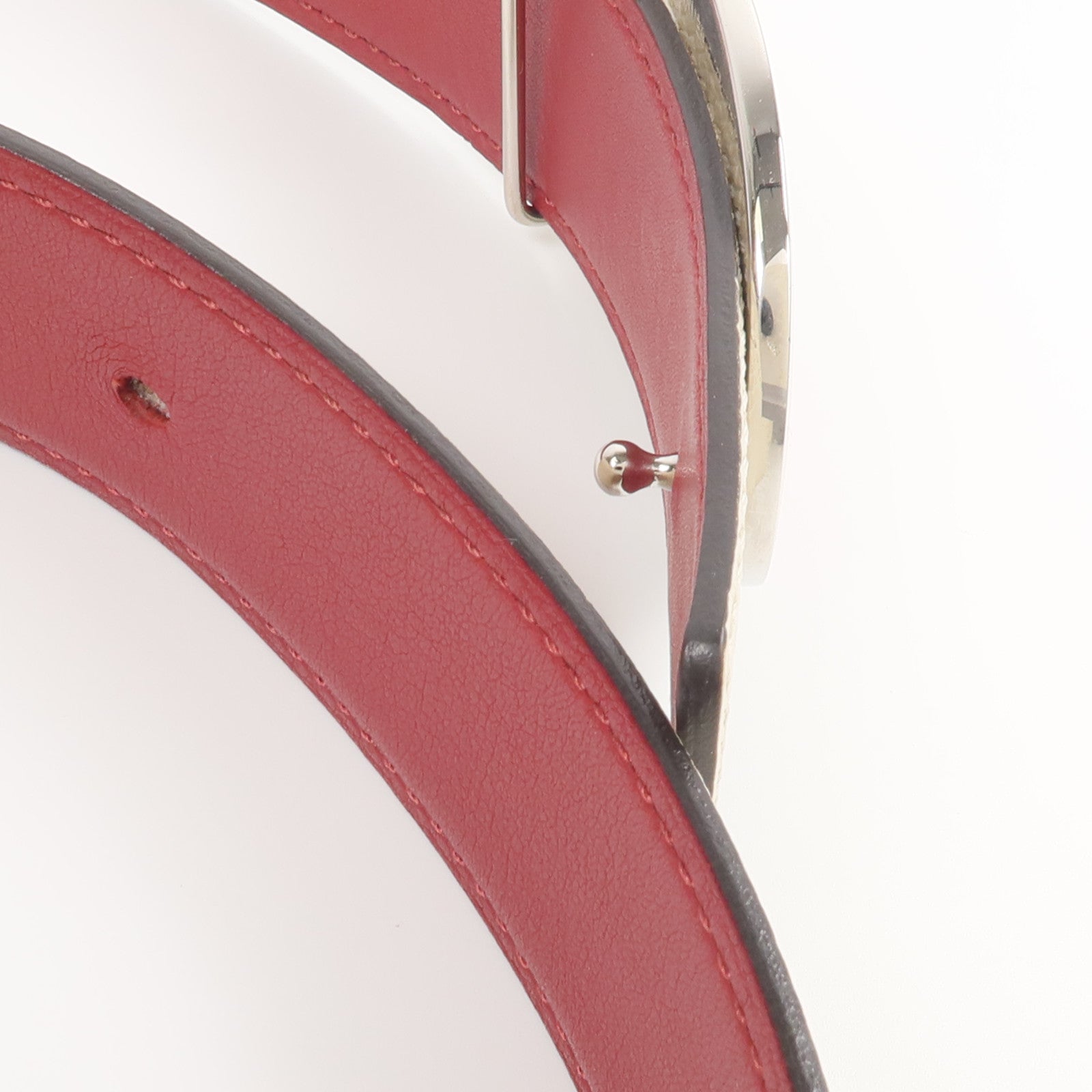 HERMES Epsom/Swift皮革Chaine d'Ancre Belt 90cm皮帶Craie/Rouge H