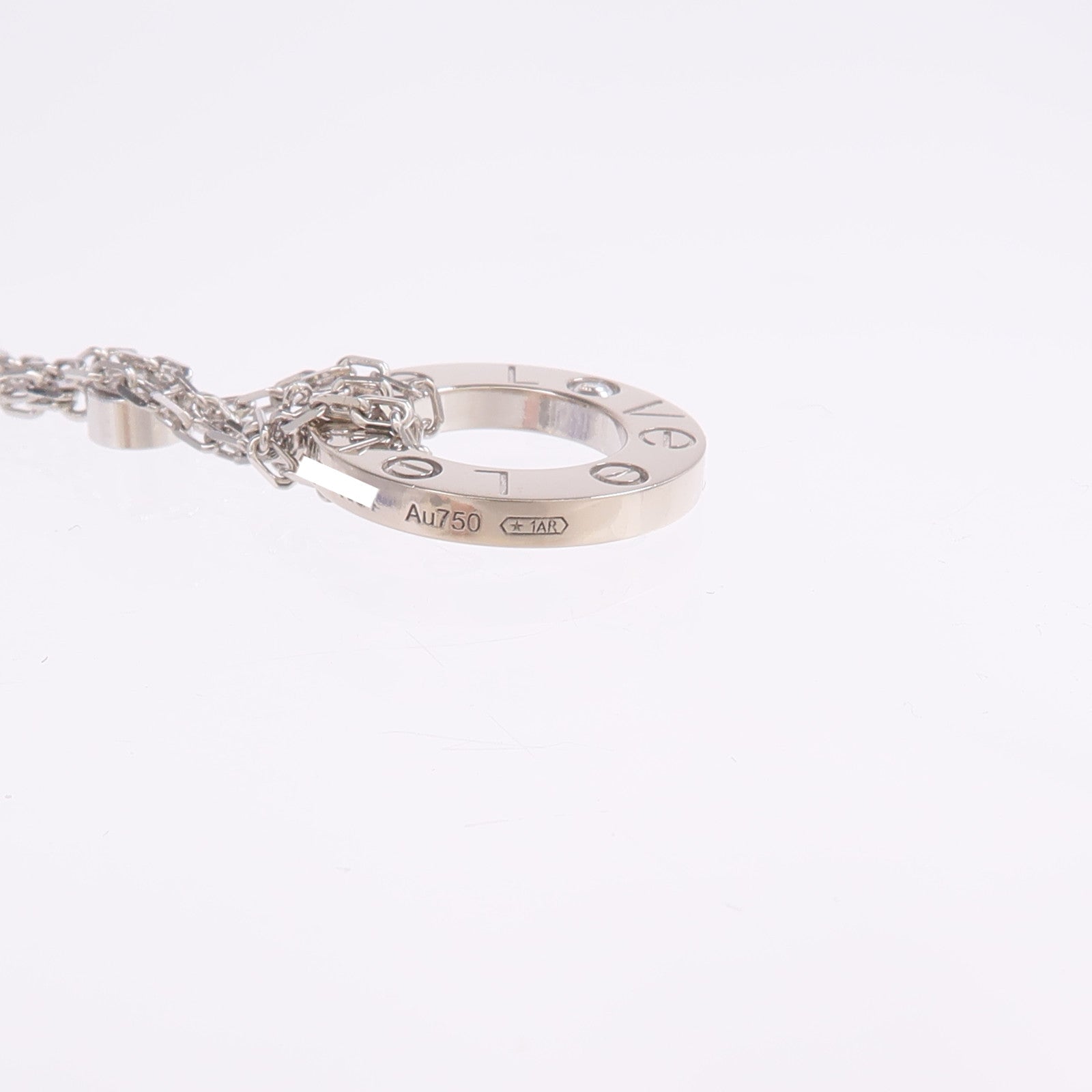 CARTIER 18K白金Love Necklace 2 Diamonds鑽石項鍊