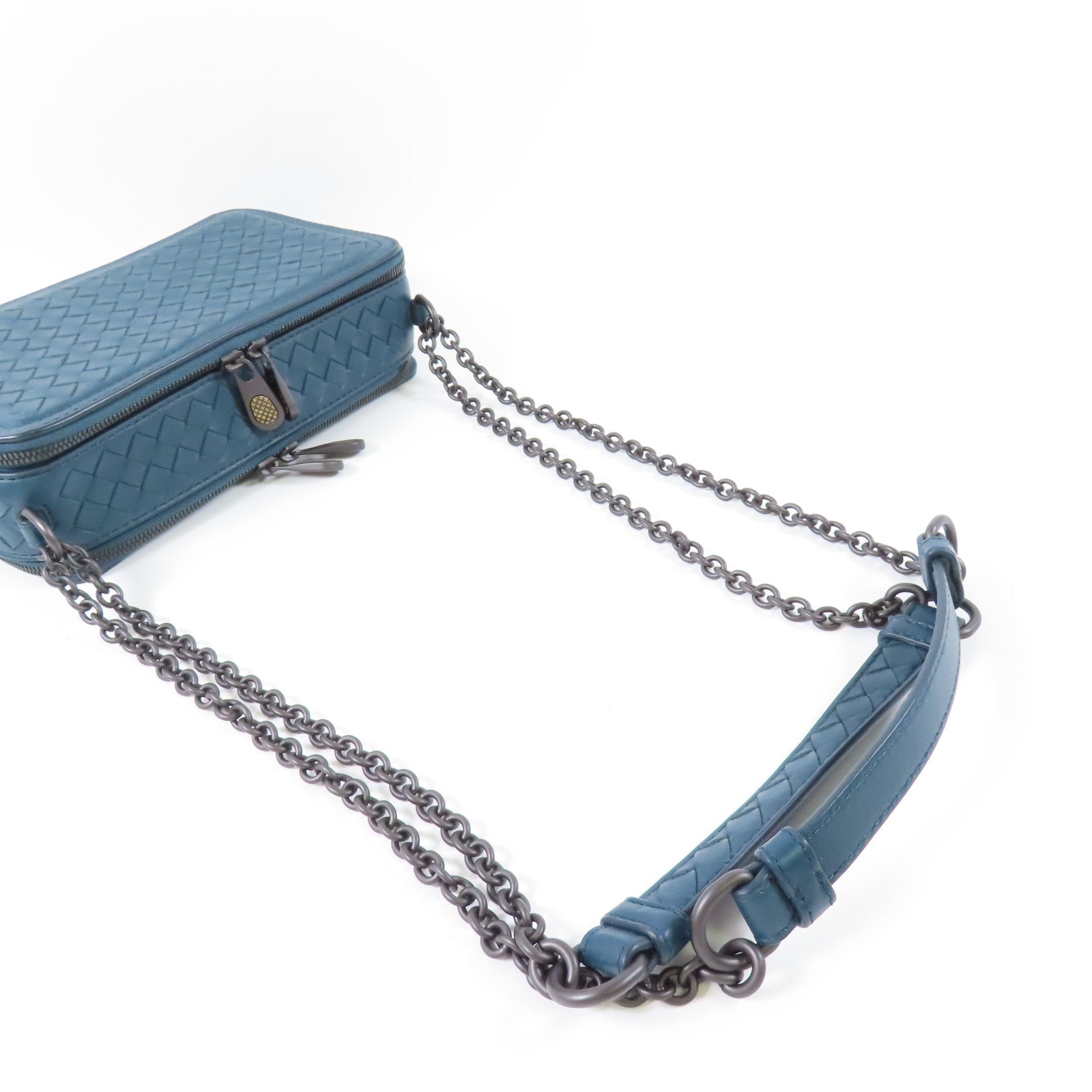 BOTTEGA VENETA 羊皮皮革Shoulder Bag黑扣鏈帶肩背袋