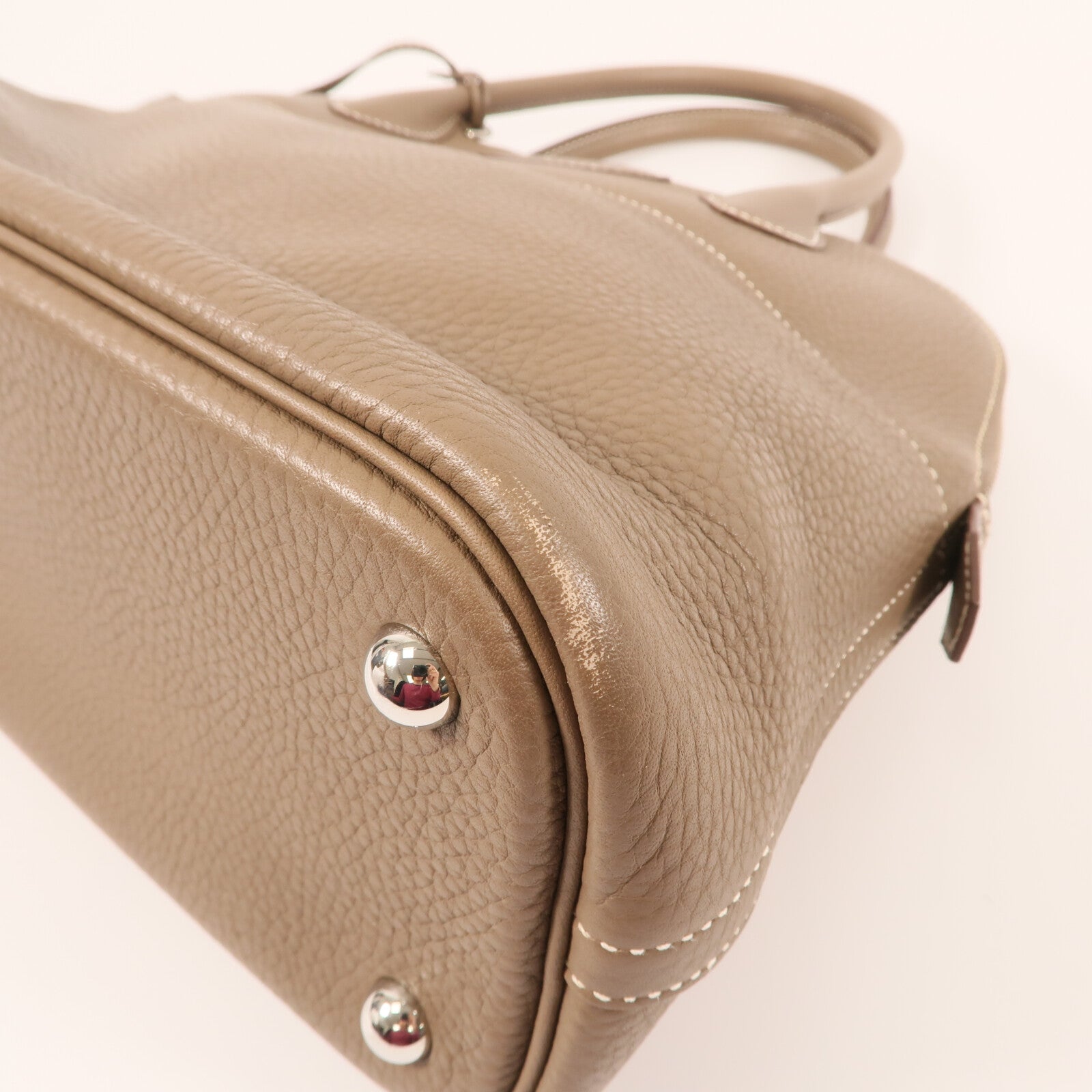 HERMES Clemence皮革Bolide 31銀扣肩背袋Etoupe
