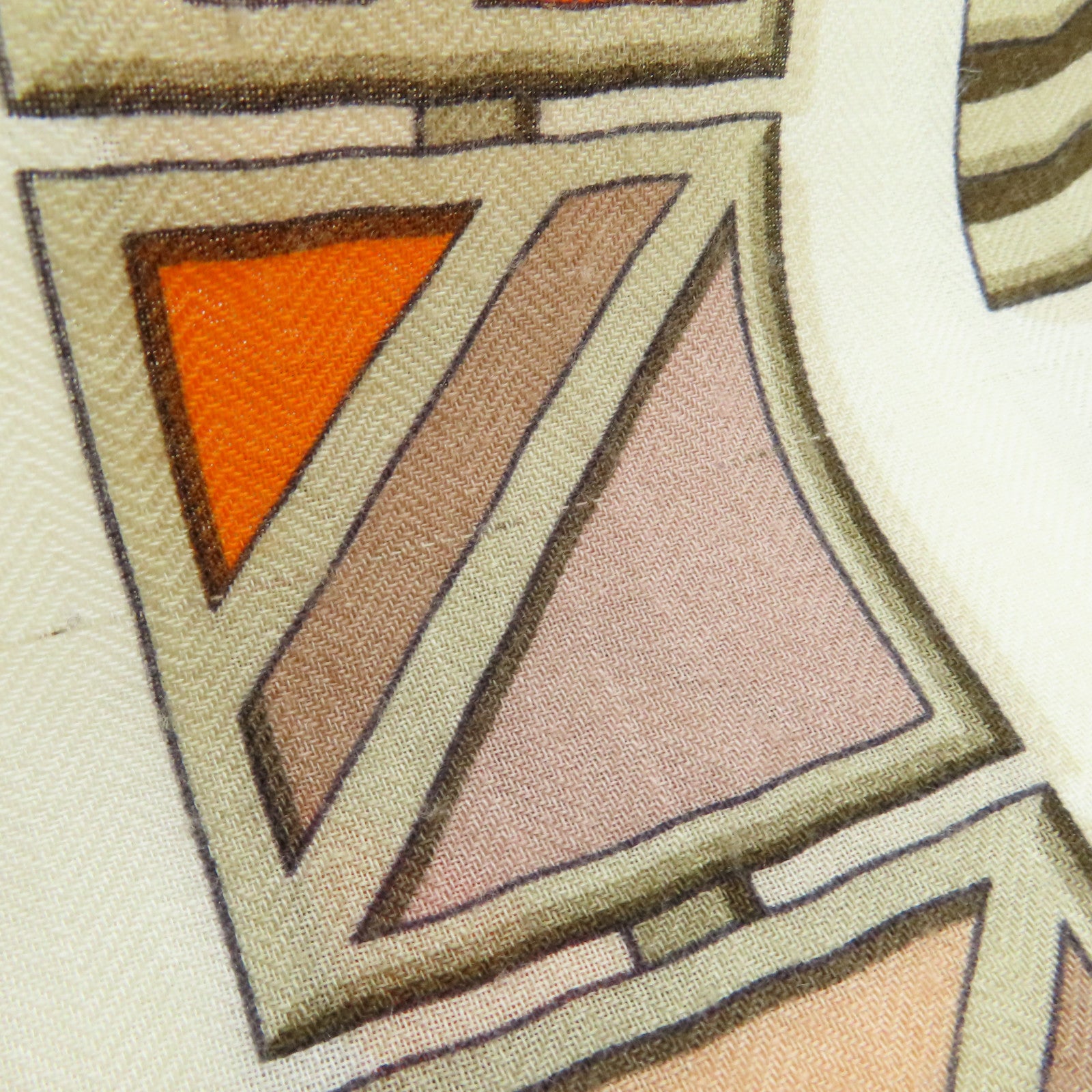 HERMES 【激減優惠】羊絨/絲質Scarf圍巾橙色/白色