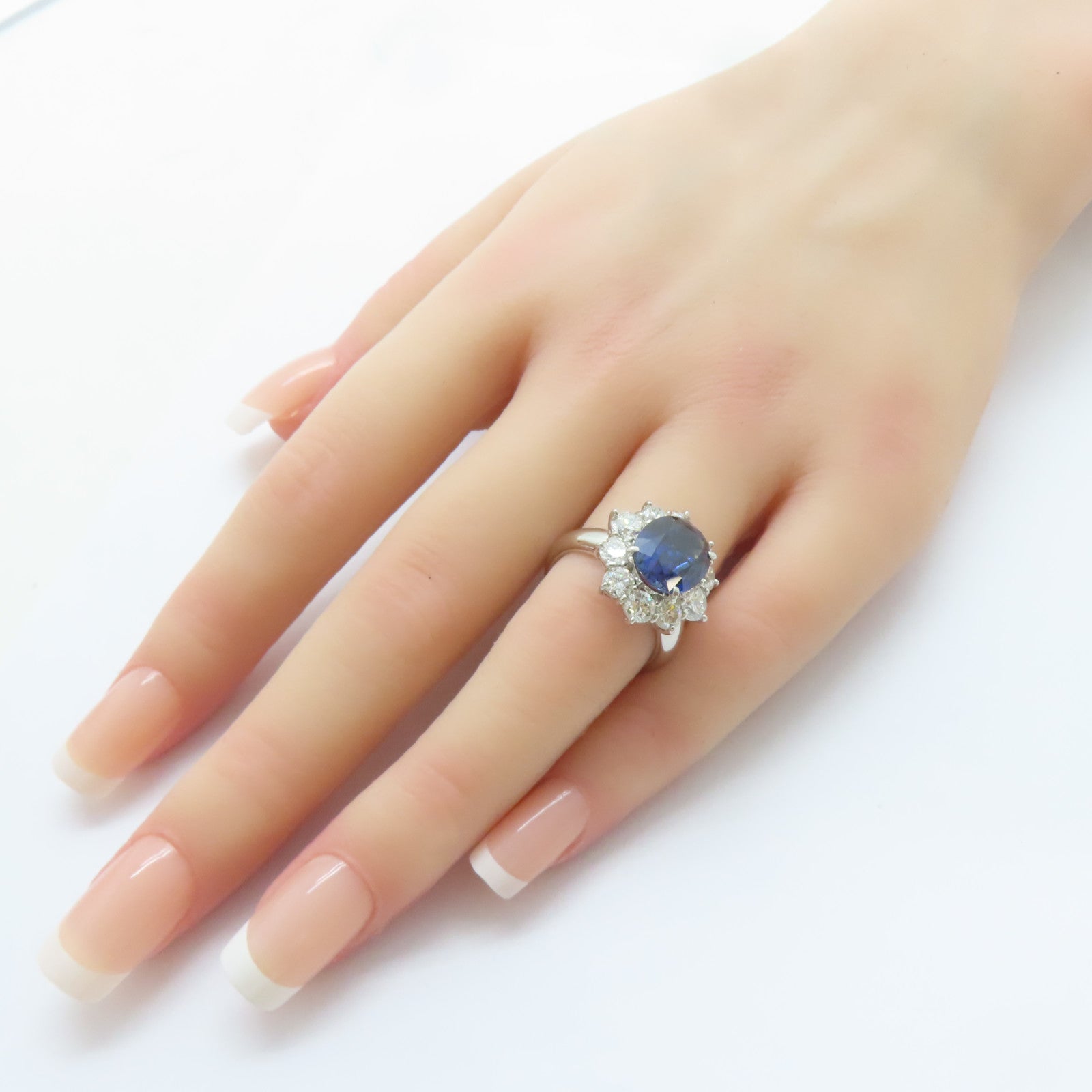 JEWELRY PT900鉑金Sapphire Ring 4.465ct藍寶石/2.22ct鑚石戒指US#5.75