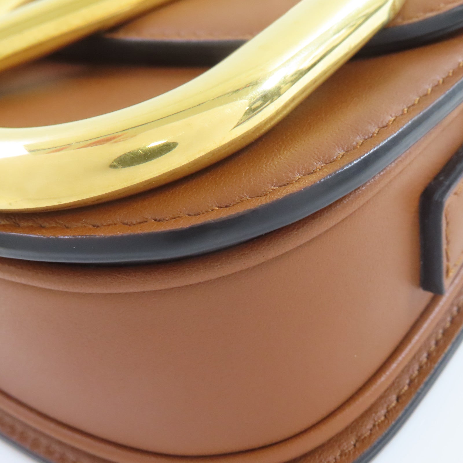 Valentino 【激減優惠】牛皮皮革Shoulder Bag金扣肩背袋啡色