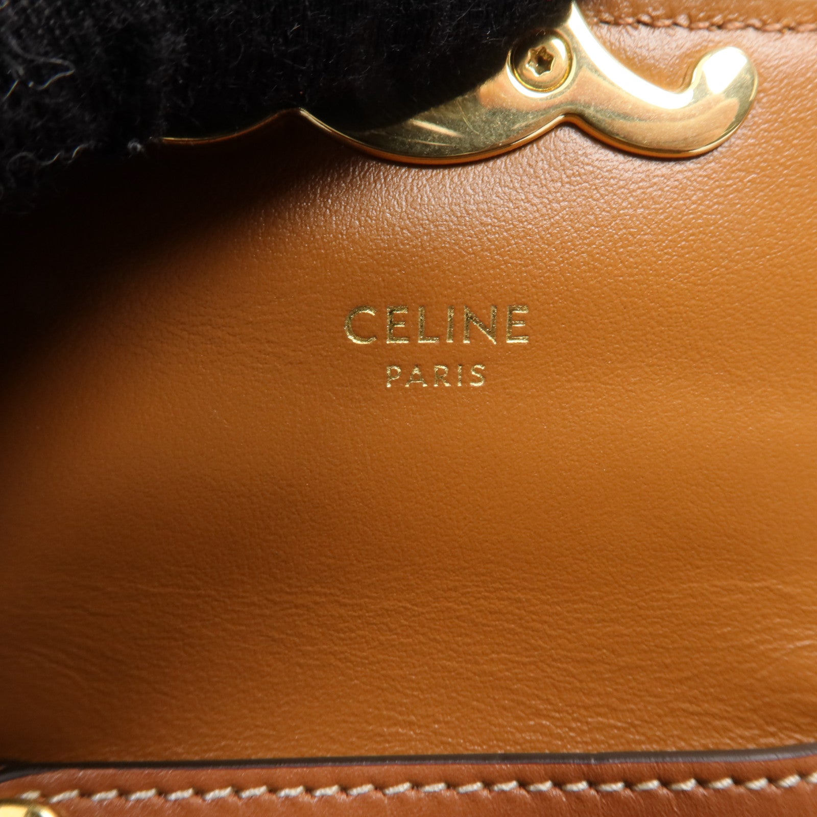 CELINE 塗層帆布Mini Triomphe金扣肩背袋