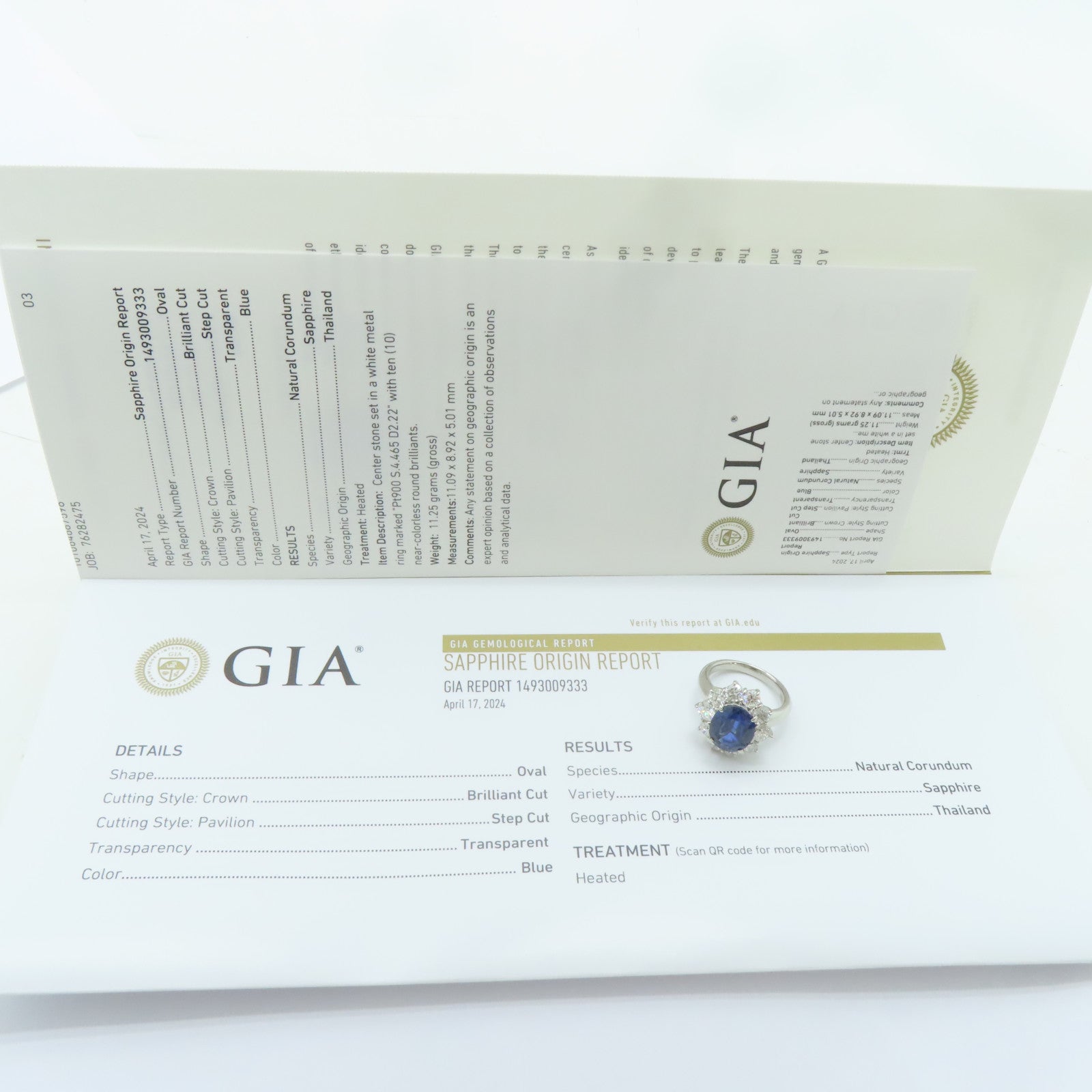 JEWELRY PT900鉑金Sapphire Ring 4.465ct藍寶石/2.22ct鑚石戒指US#5.75