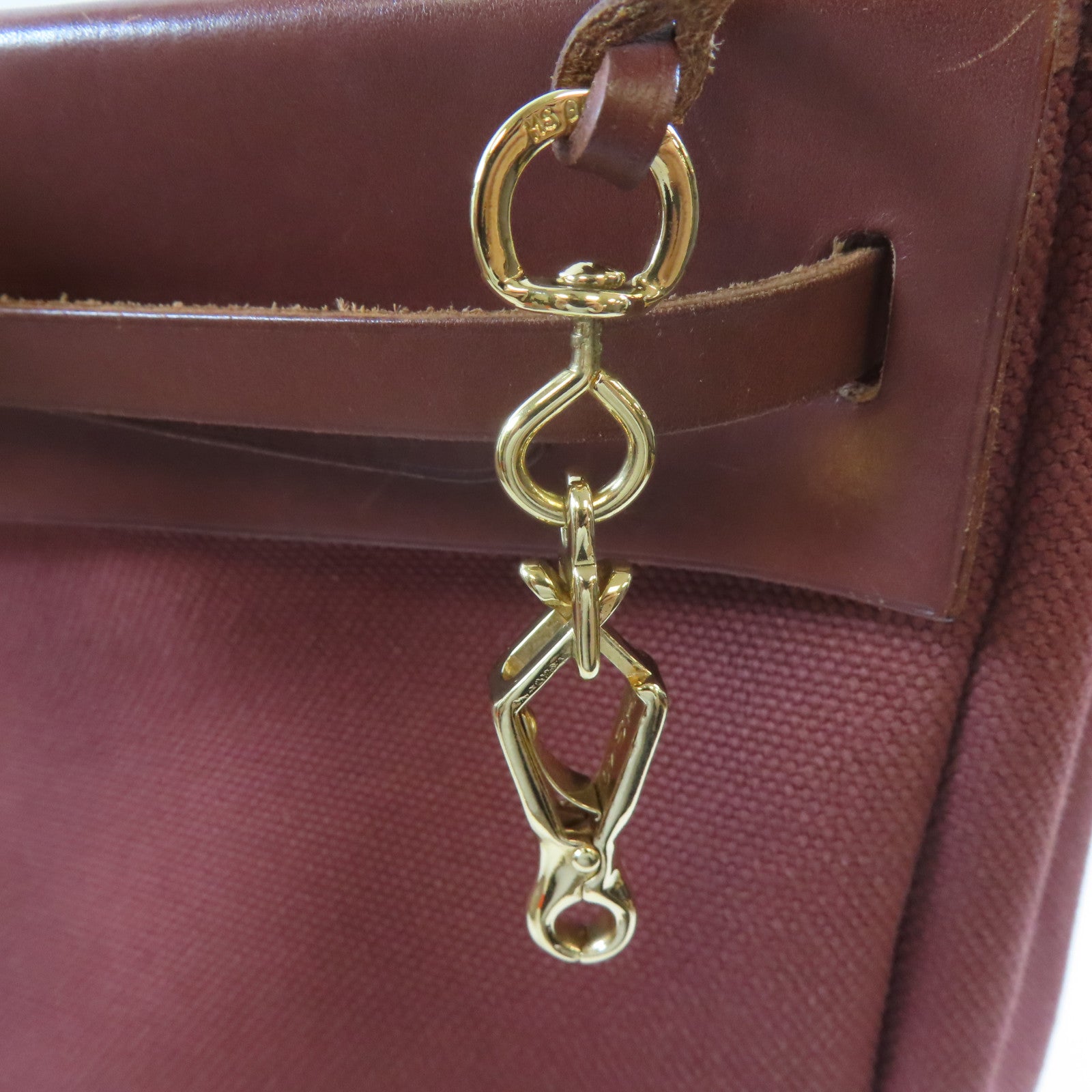 HERMES 帆布Herbag Cabas Toile金扣肩背袋啡色