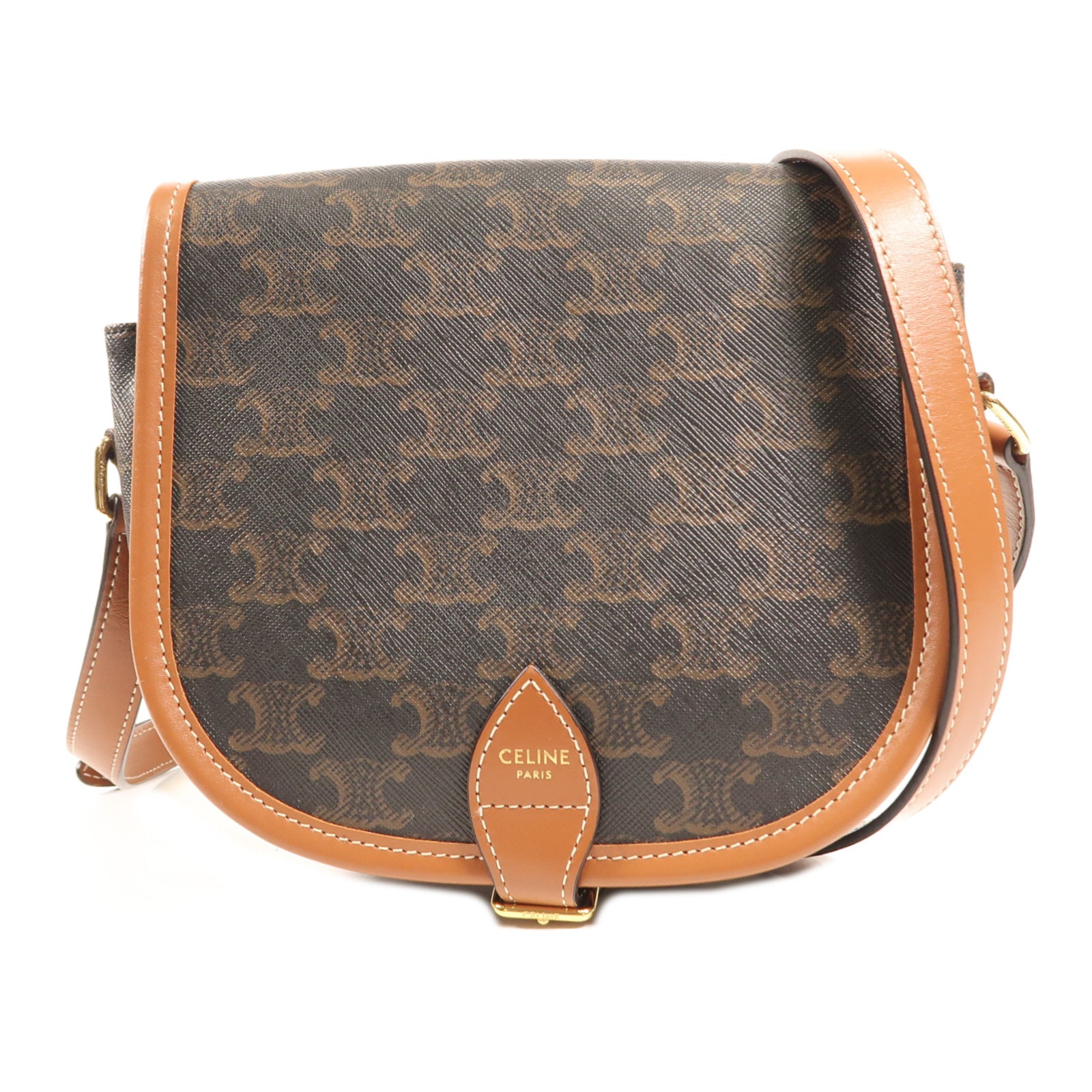 CELINE 塗層帆布Folco Bag金扣肩背袋