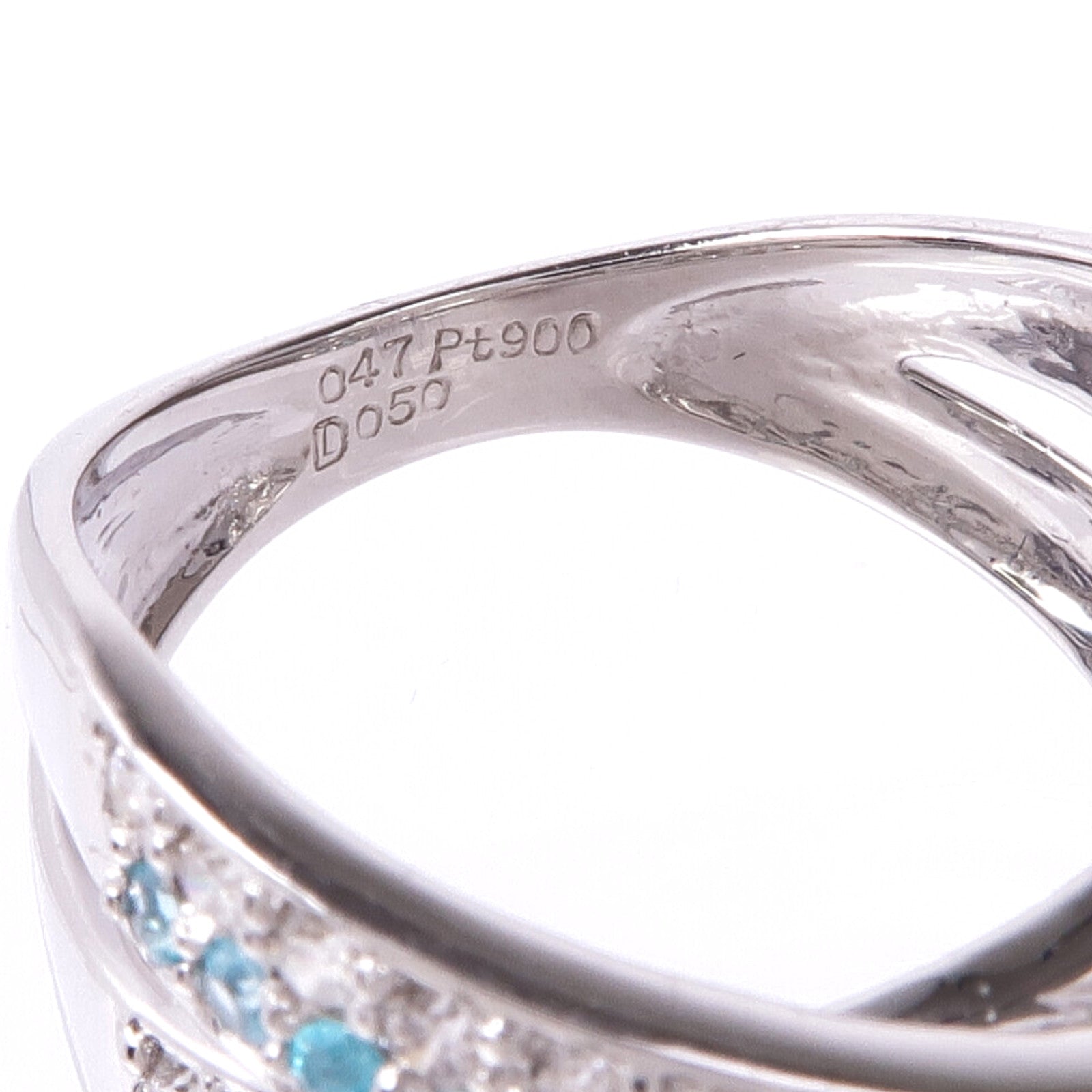 JEWELRY PT900鉑金Paraiba Tourmaline Diamond Ring帕拉伊巴碧璽/鑽石戒指US#6