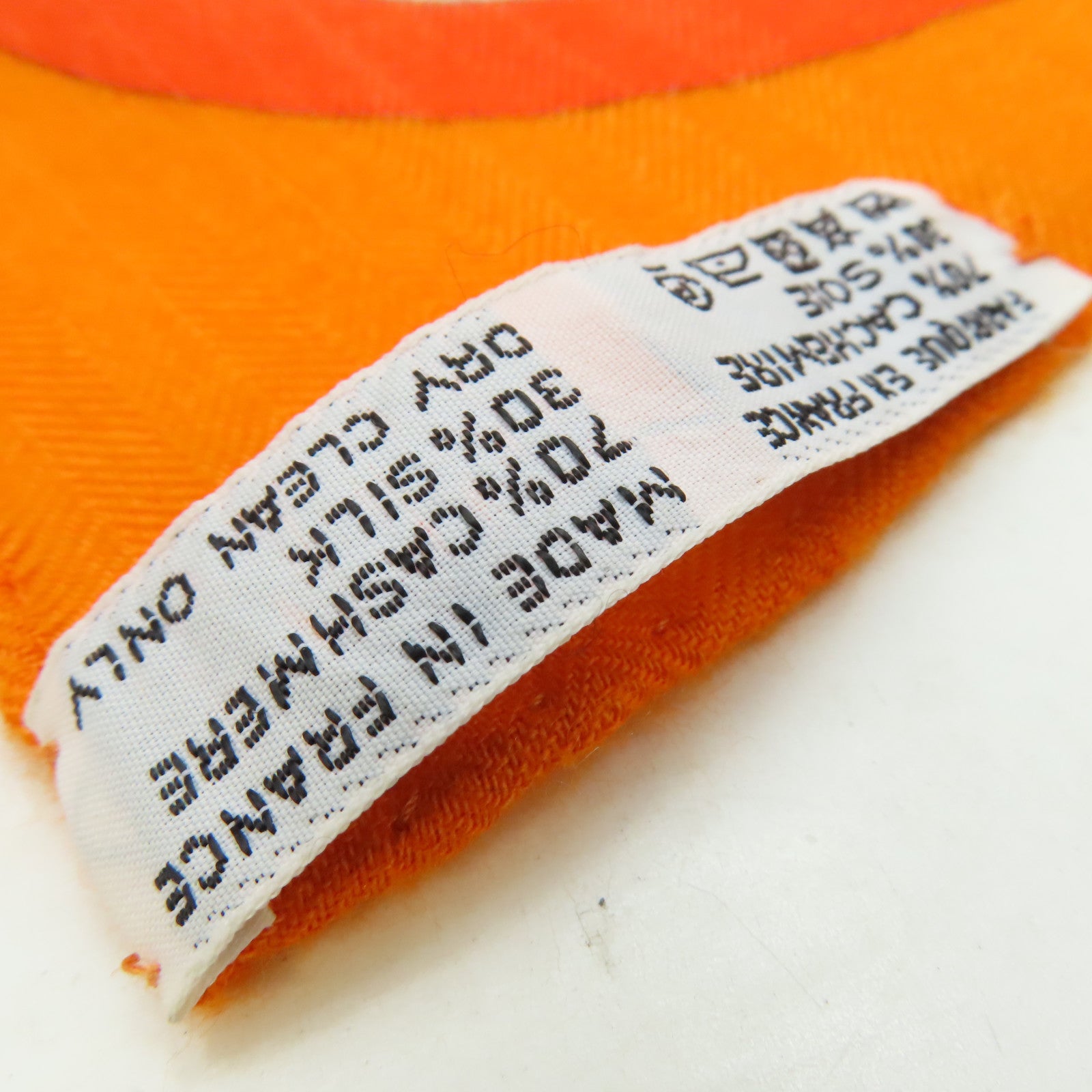 HERMES 【激減優惠】羊絨/絲質Scarf圍巾橙色/白色