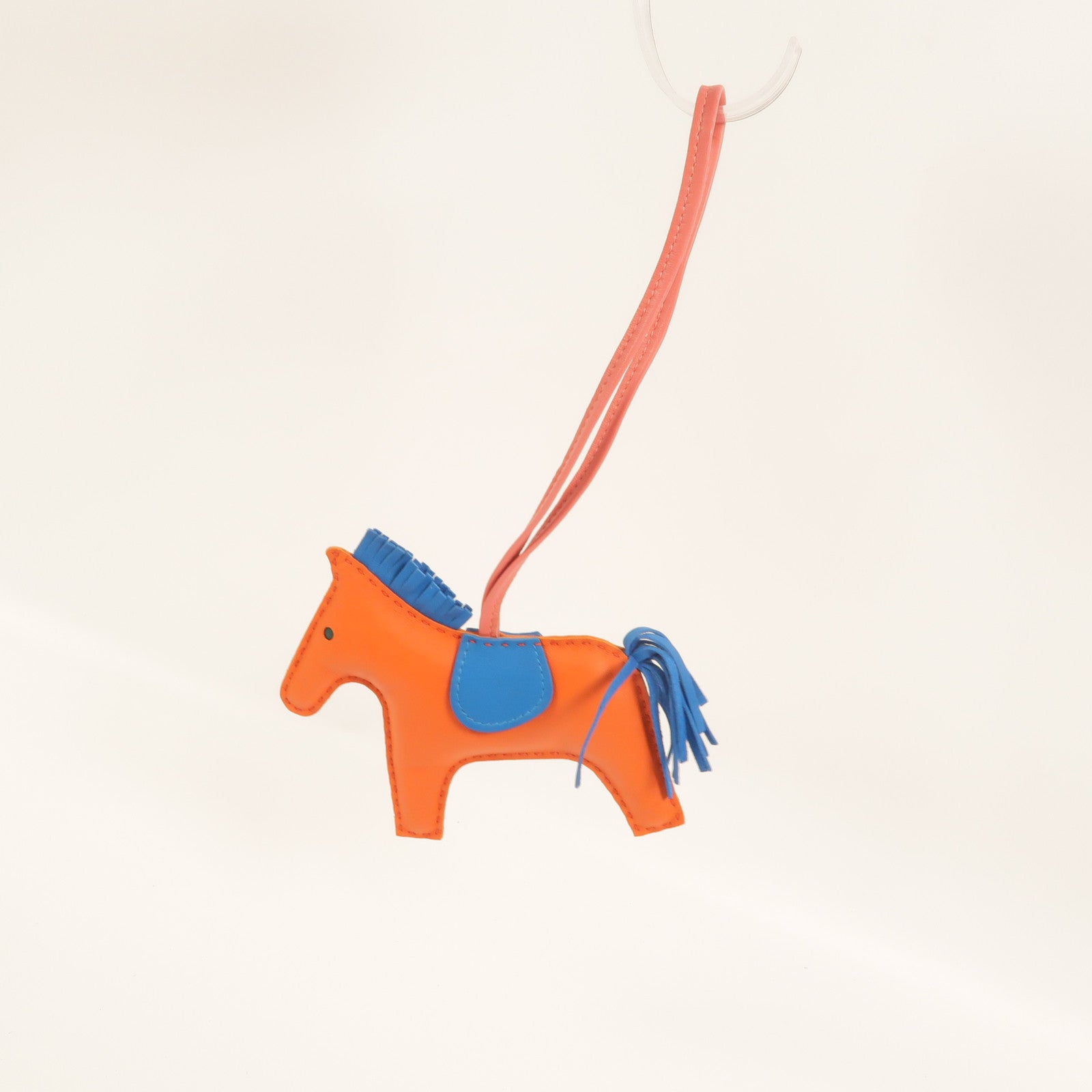 HERMES Milo皮革Rodeo MM掛飾Orange Poppy