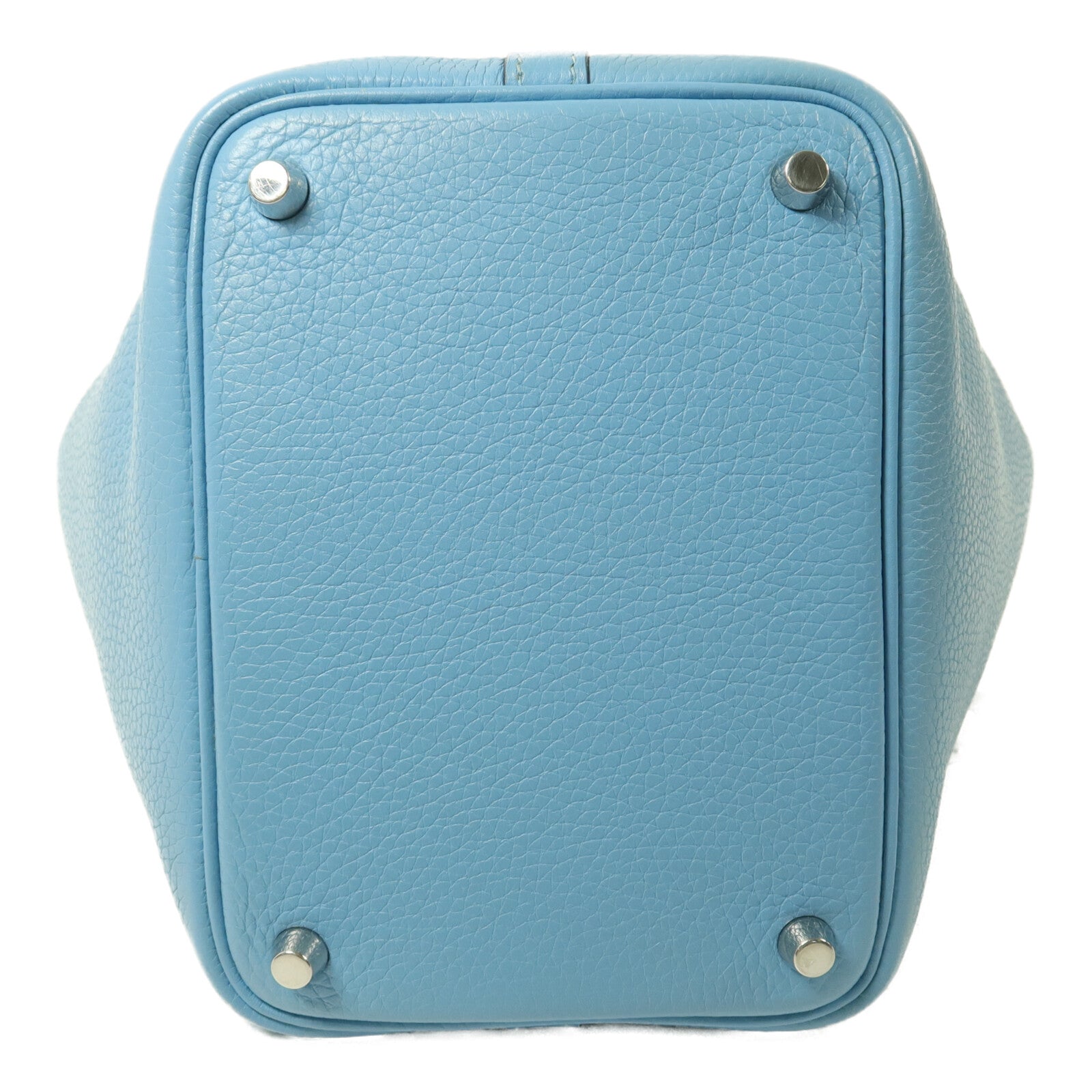 HERMES Clemence皮革Picotin PM手挽袋Bleu Du Nord