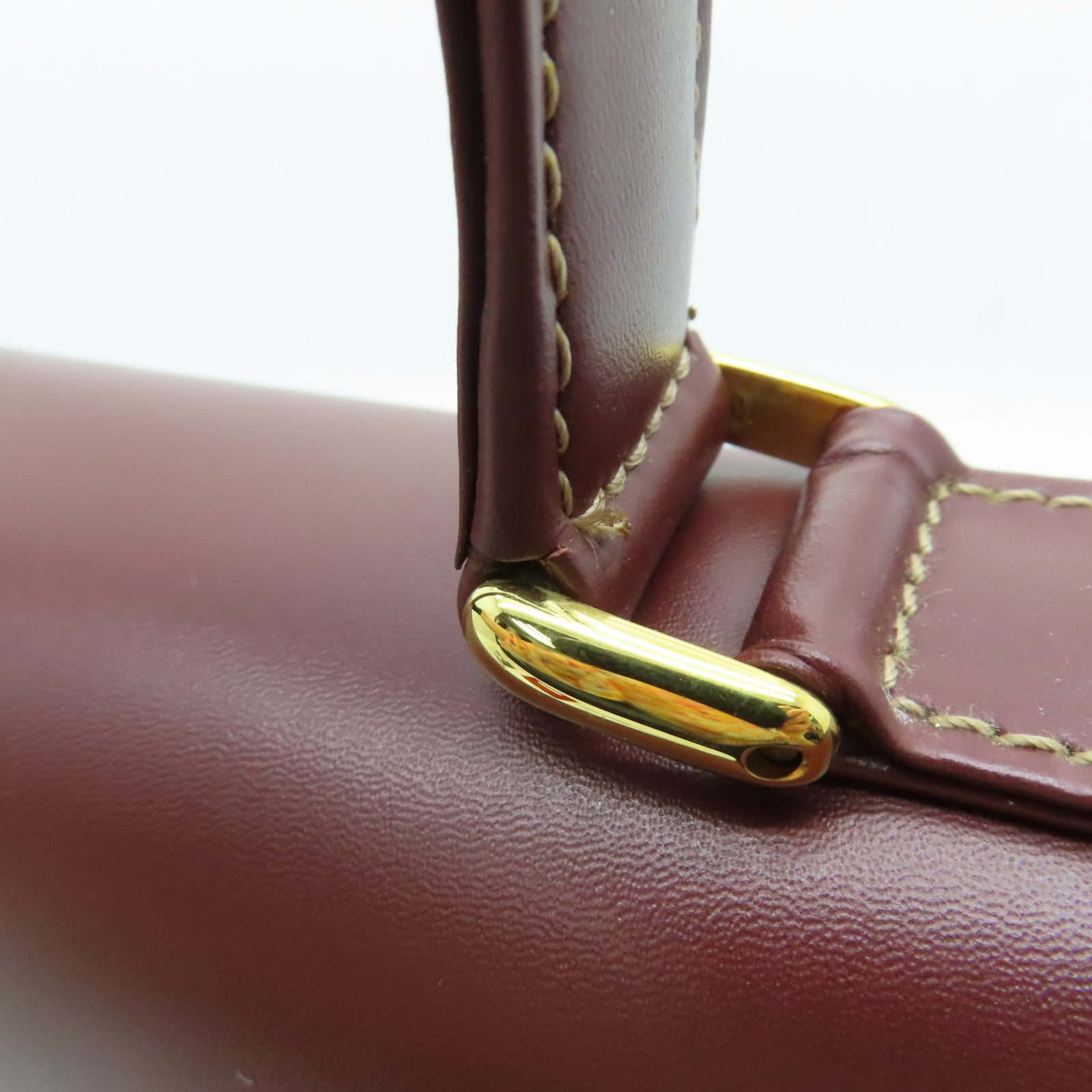 CARTIER 【激減優惠】牛皮皮革Handbag金扣手挽袋紅色