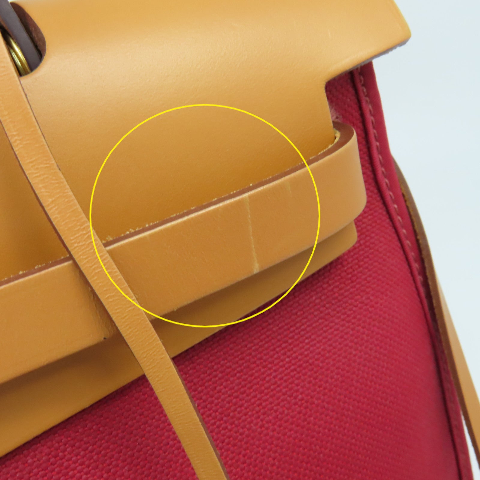 HERMES 帆布Herbag PM 2Way Shoulder Bag銀扣手挽肩背兩用袋酒紅色