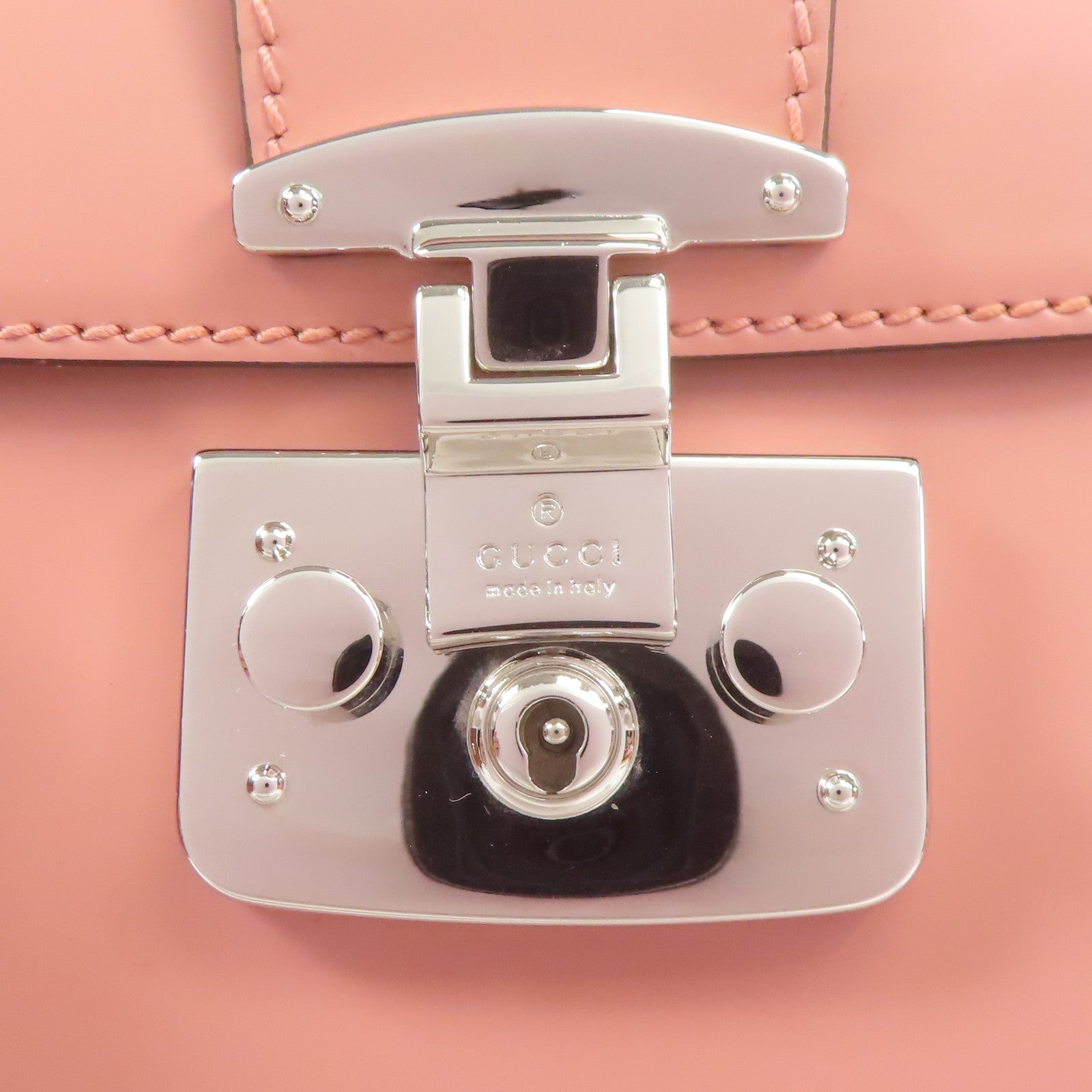 GUCCI GG SHW Hand Bag Calfskin Leather Pink