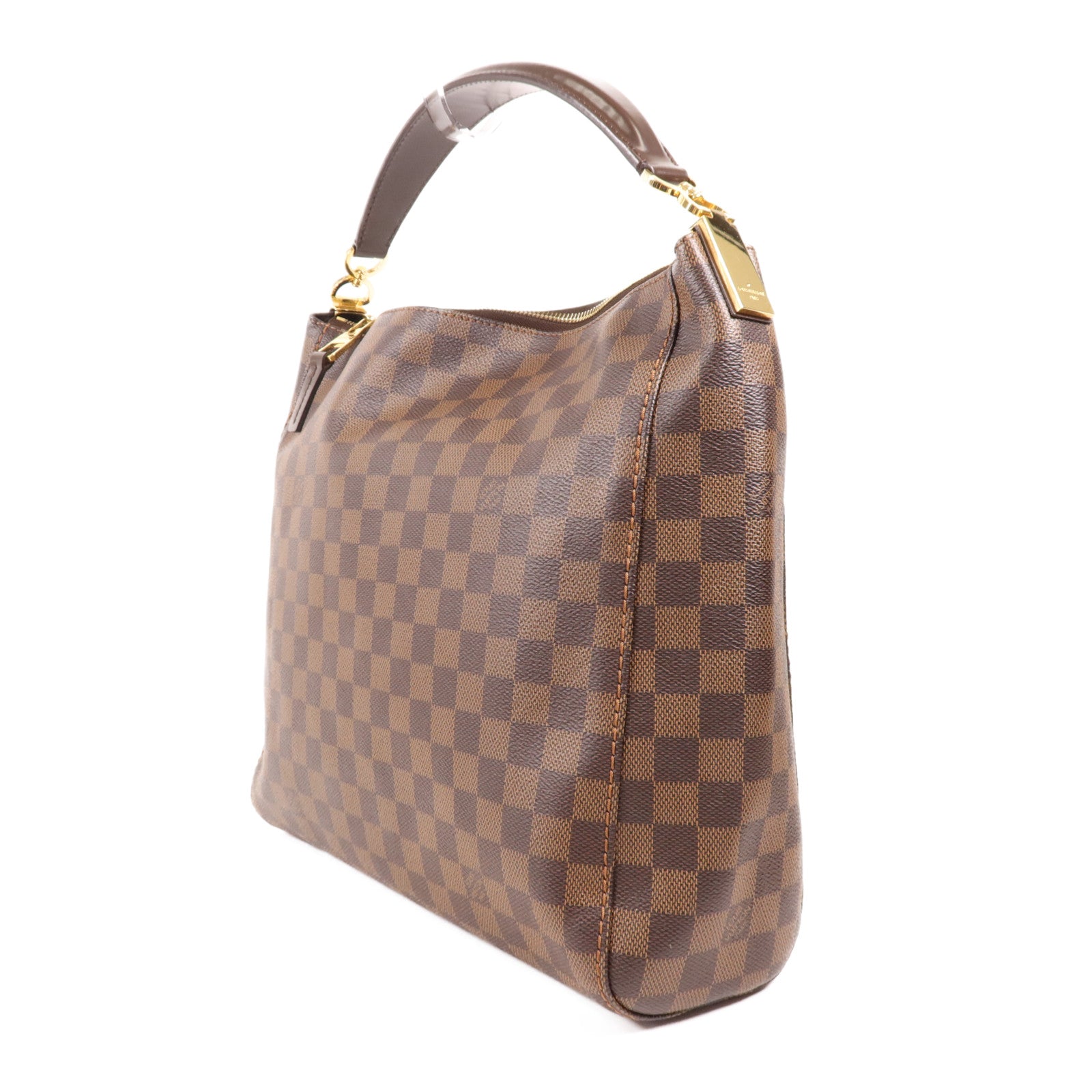 LOUIS VUITTON Damier Portobello PM金扣手挽袋