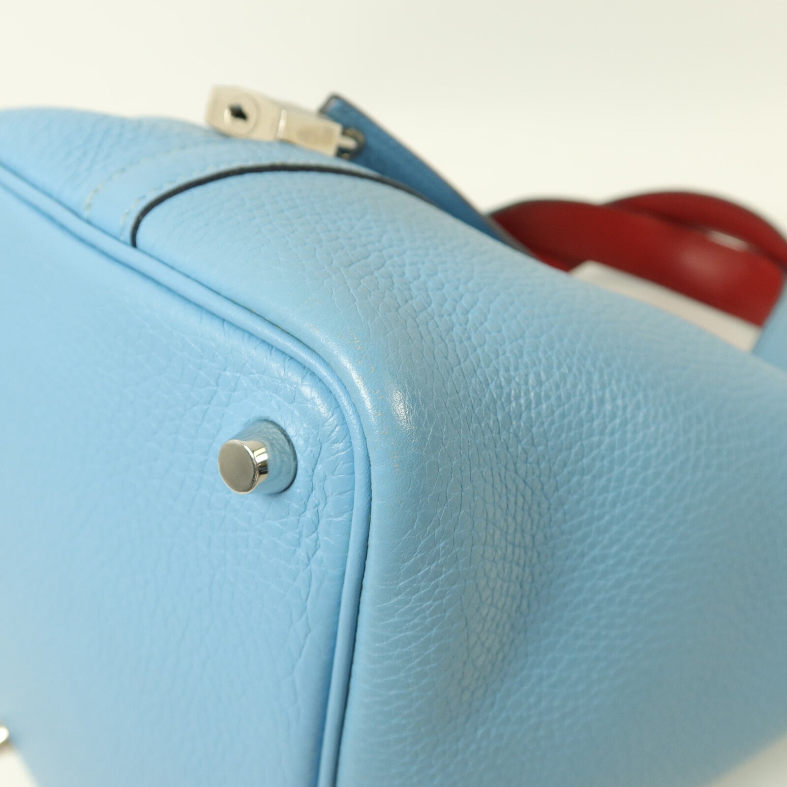 HERMES Clemence皮革Picotin PM手挽袋Bleu Du Nord