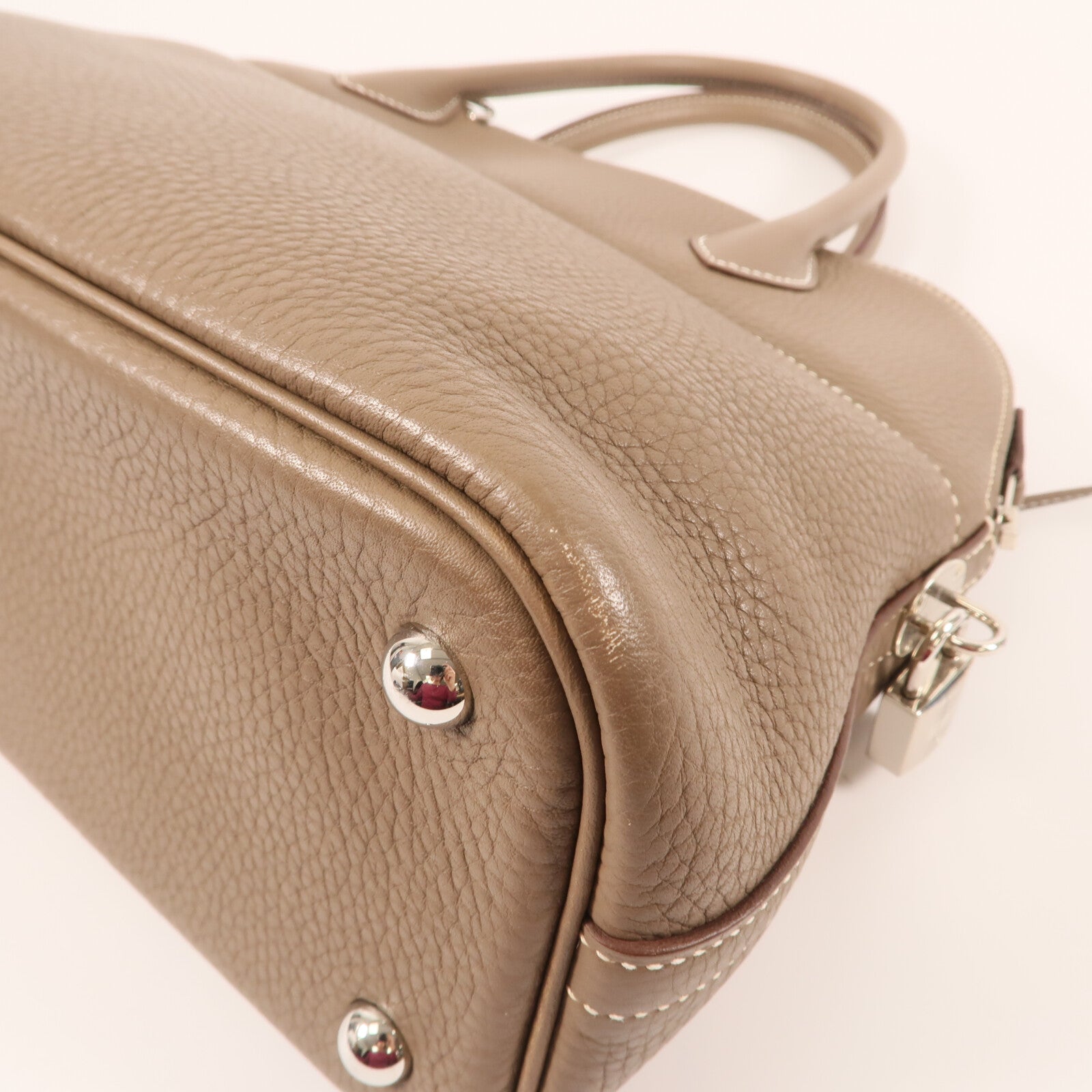 HERMES Clemence皮革Bolide 31銀扣肩背袋Etoupe