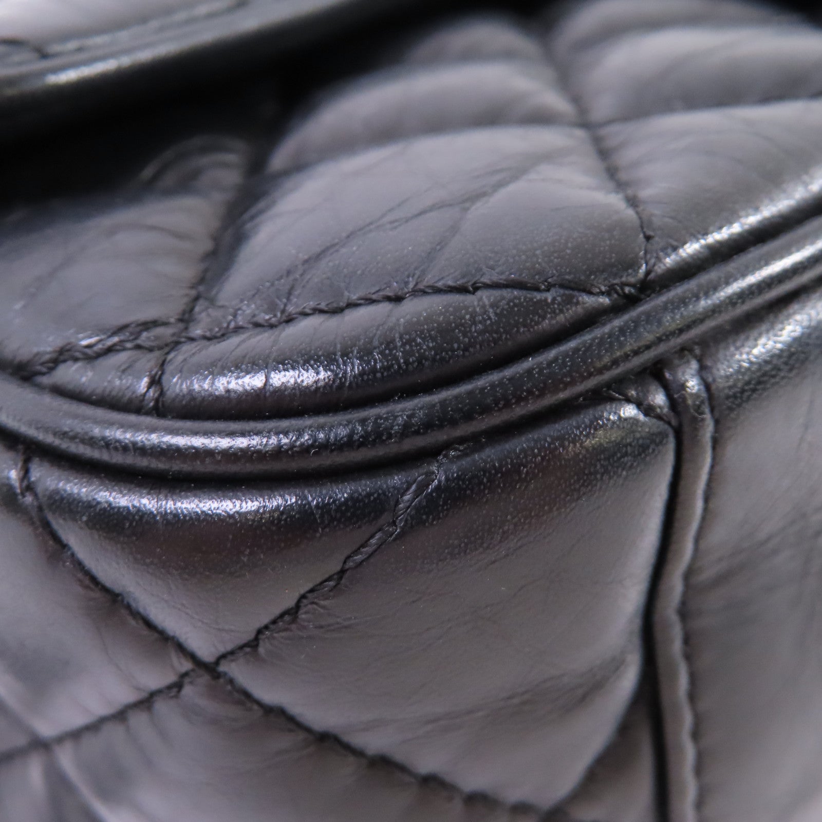 CHANEL 菱格牛皮皮革Chain Shoulder Bag銀扣鏈帶肩背袋黑色