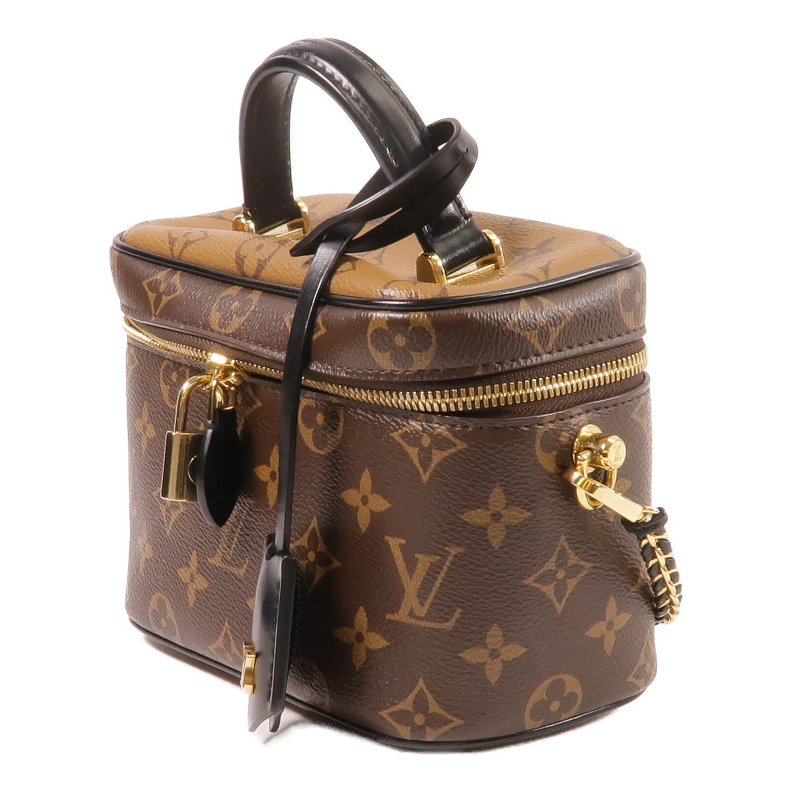 LOUIS VUITTON Monogram/Monogram Reverse Vanity PM手挽肩背兩用袋棕色