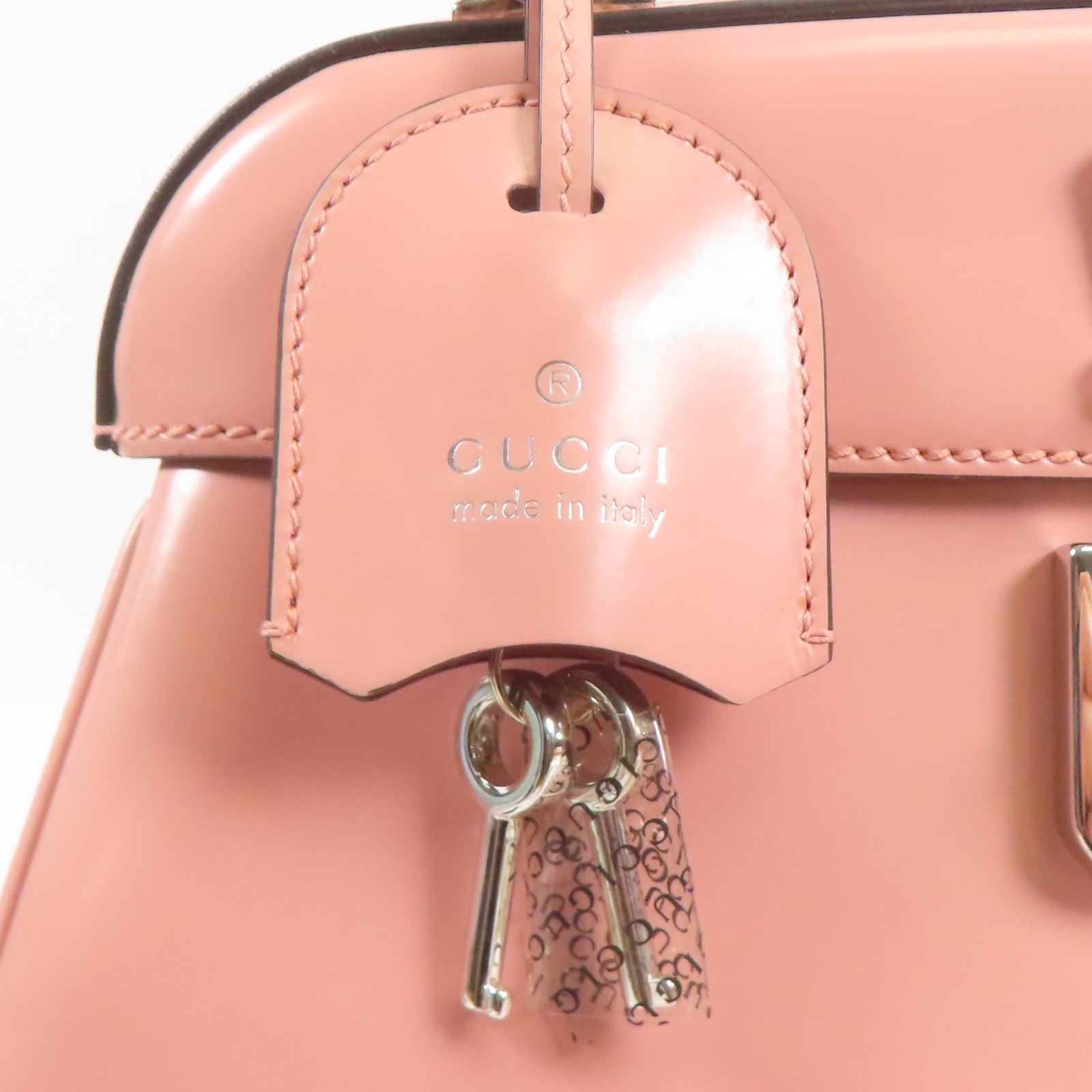 GUCCI GG SHW Hand Bag Calfskin Leather Pink