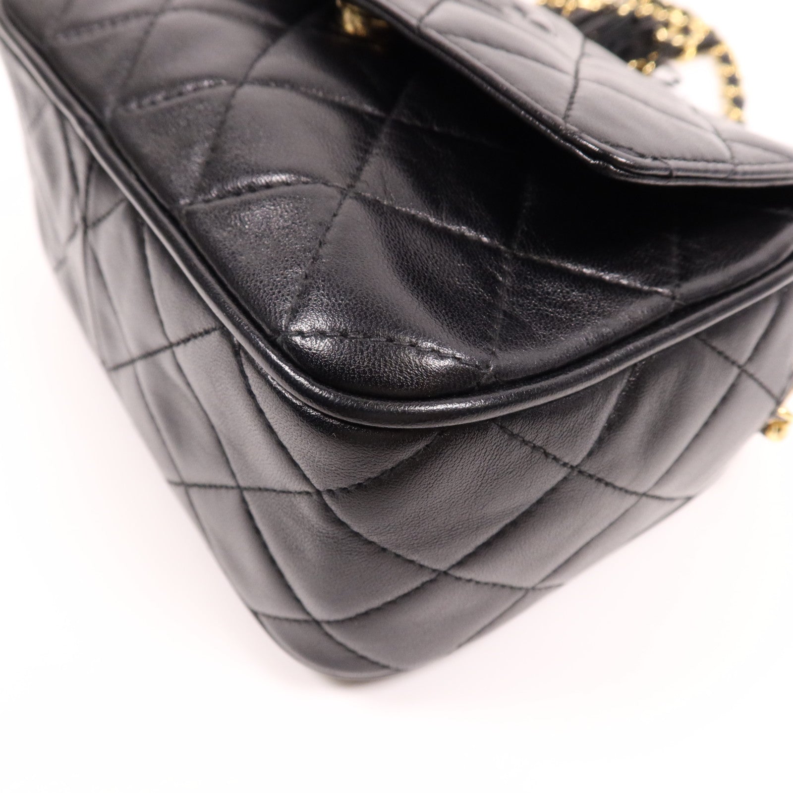 CHANEL 羊皮皮革Chain Shoulder金扣鏈帶肩背袋