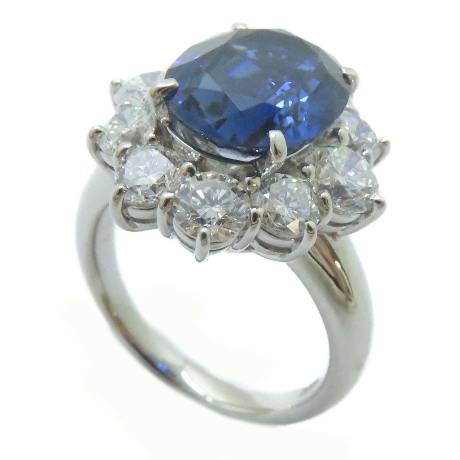JEWELRY PT900鉑金Sapphire Ring 4.465ct藍寶石/2.22ct鑚石戒指US#5.75