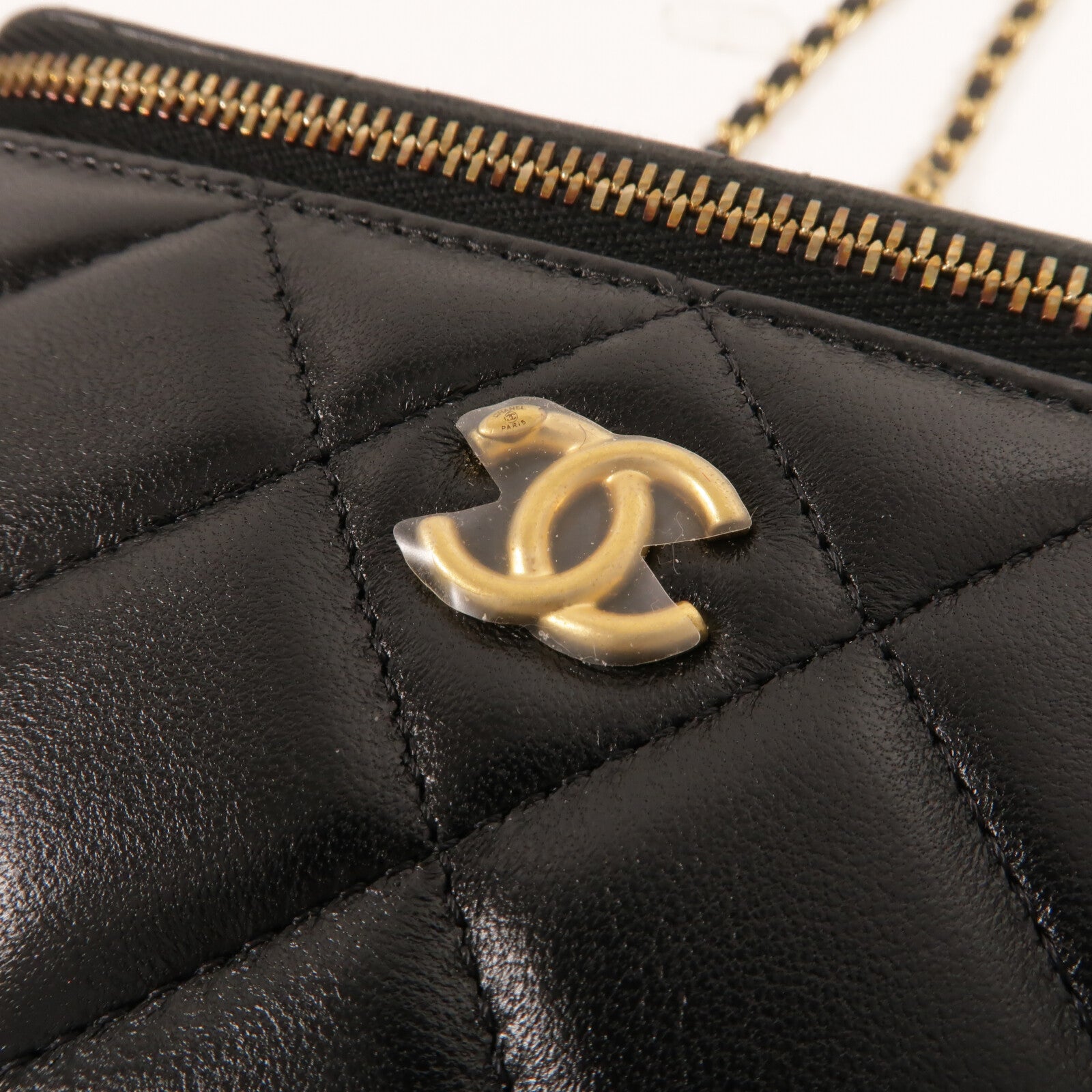 CHANEL 羊皮皮革Vanity Case Gold Ball鏈帶肩背袋