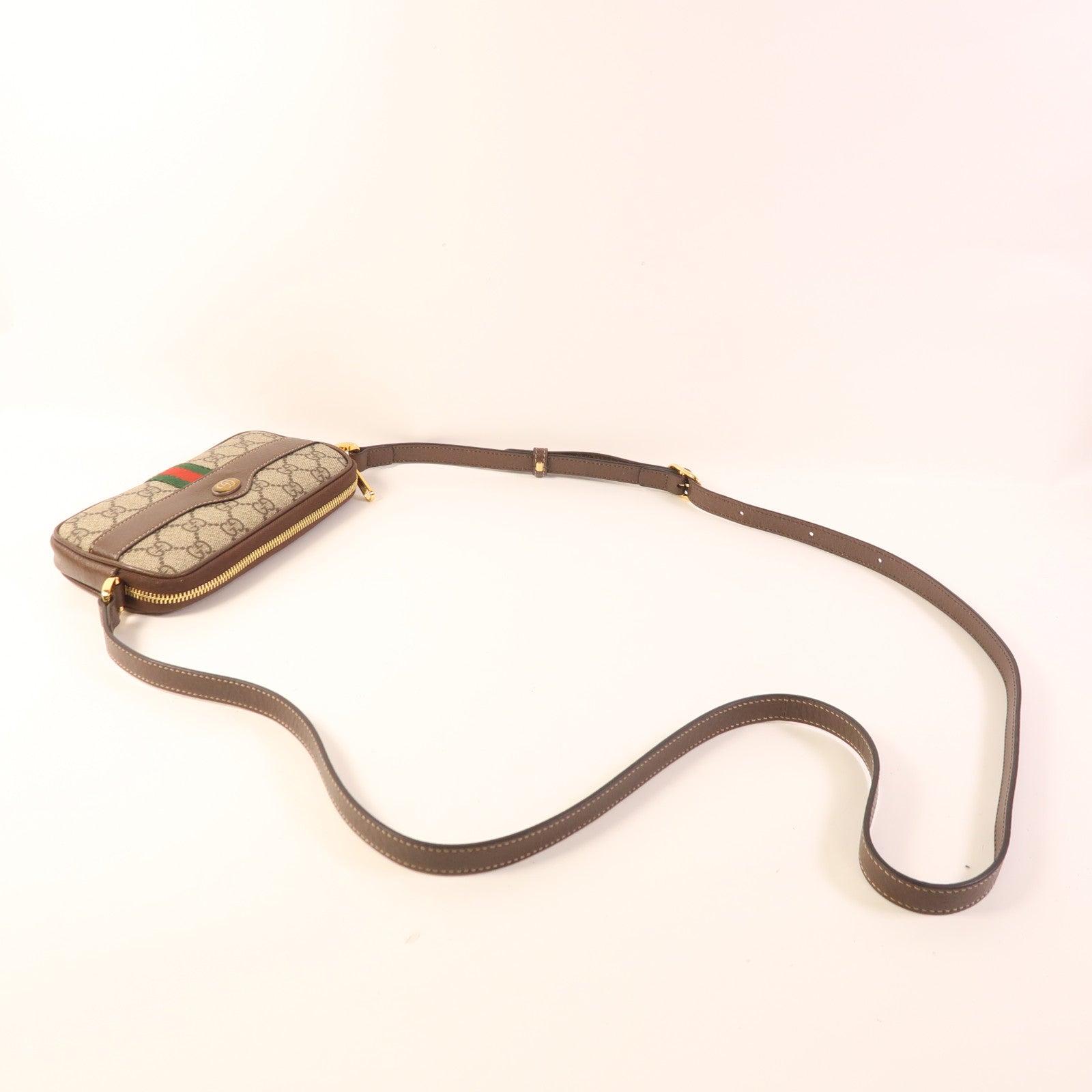 GUCCI 塗層帆布Shoulder Bag金扣肩背袋