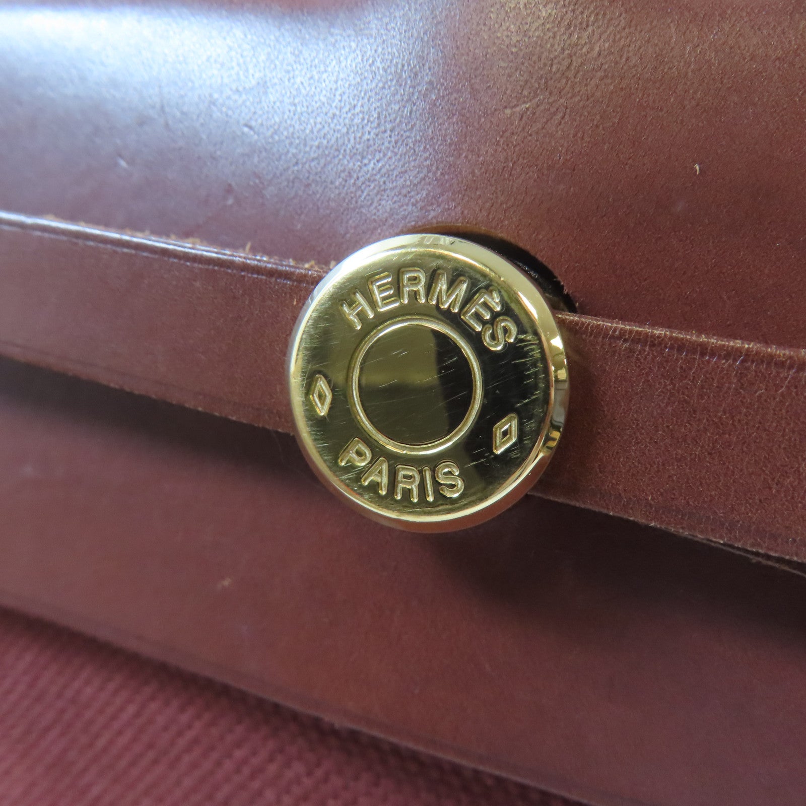 HERMES 帆布Herbag Cabas Toile金扣肩背袋啡色