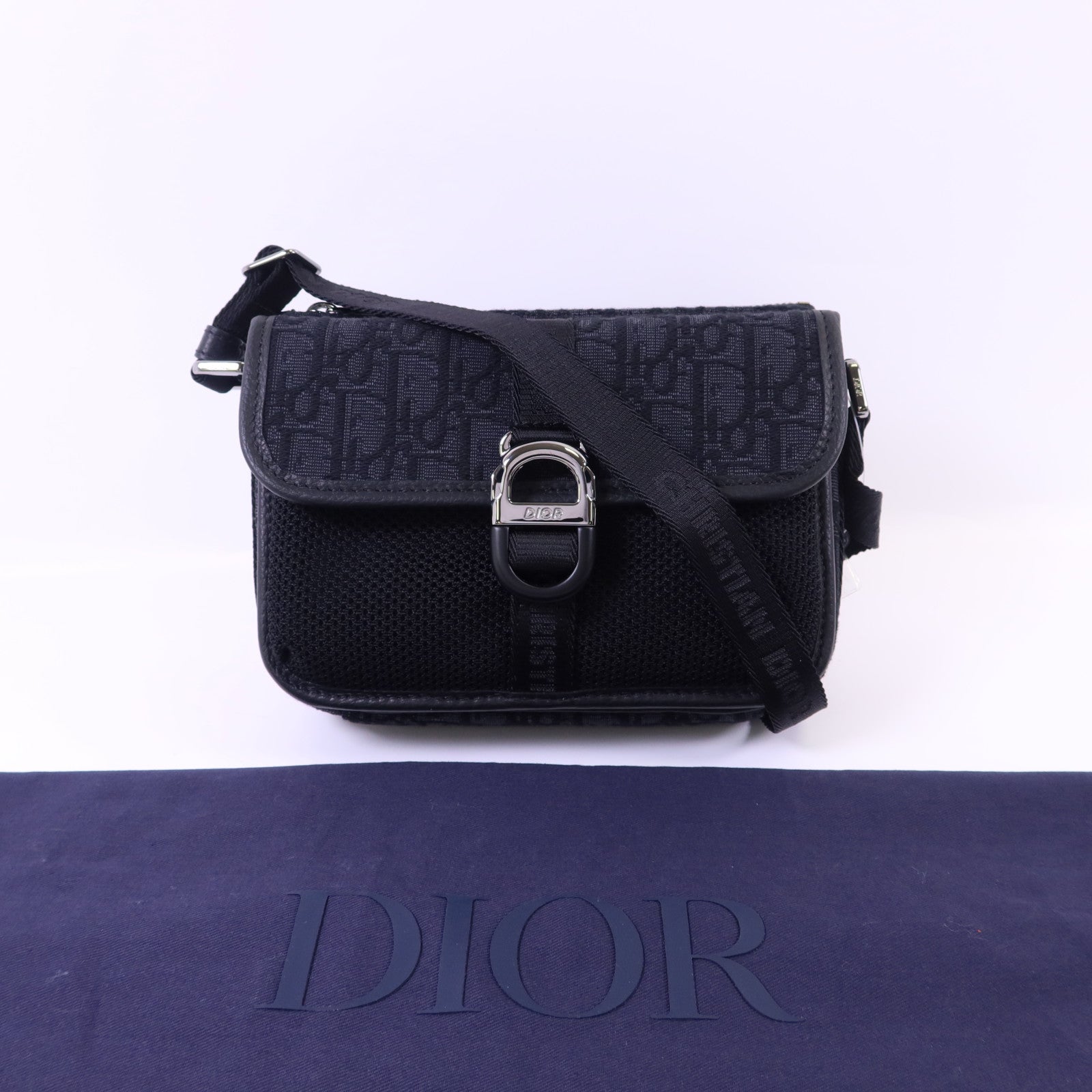 Dior 【激減優惠】帆布Mini Dior 8銀扣肩背袋