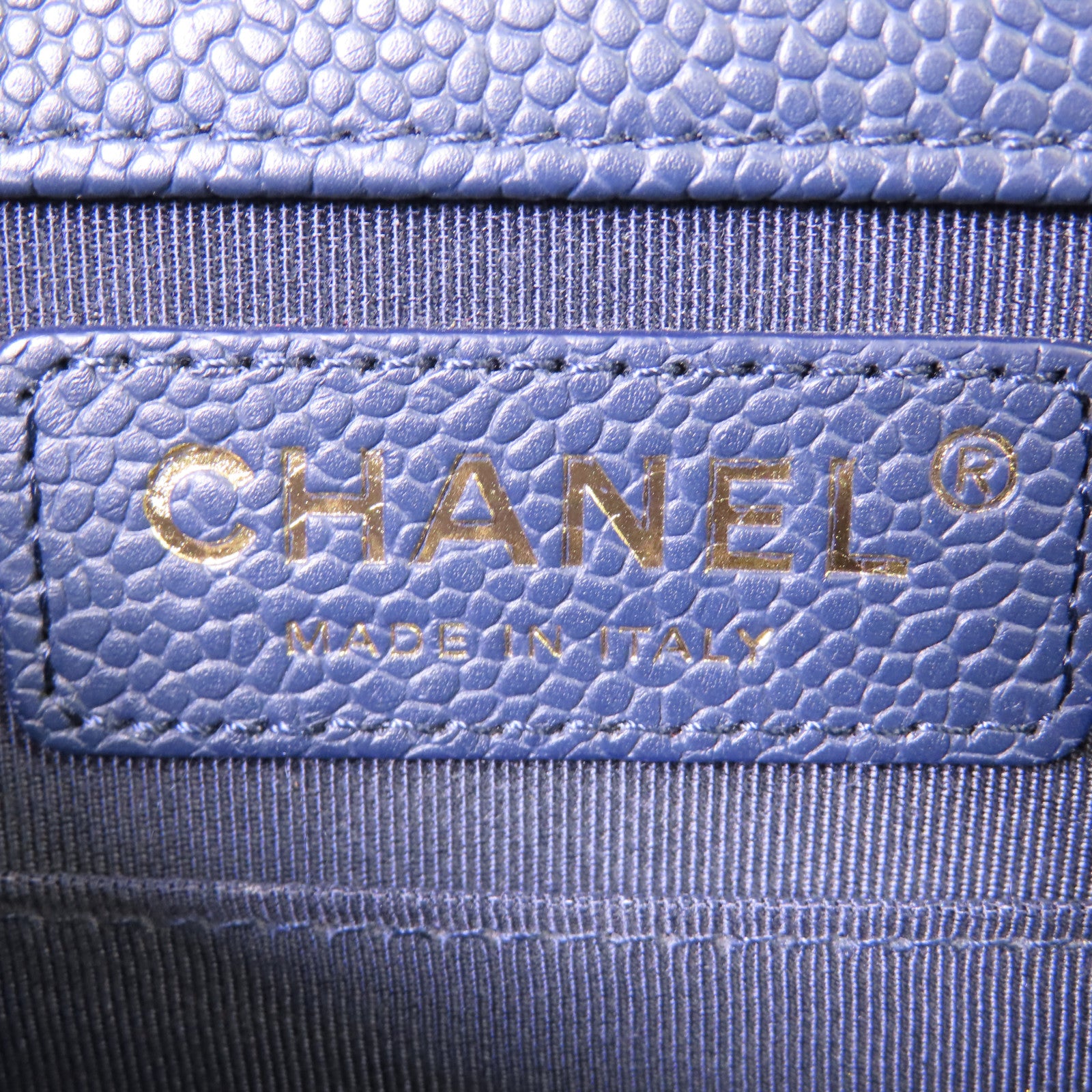 CHANEL CC GHW North South Boy Shoulder Bag Calfskin Leather Navy