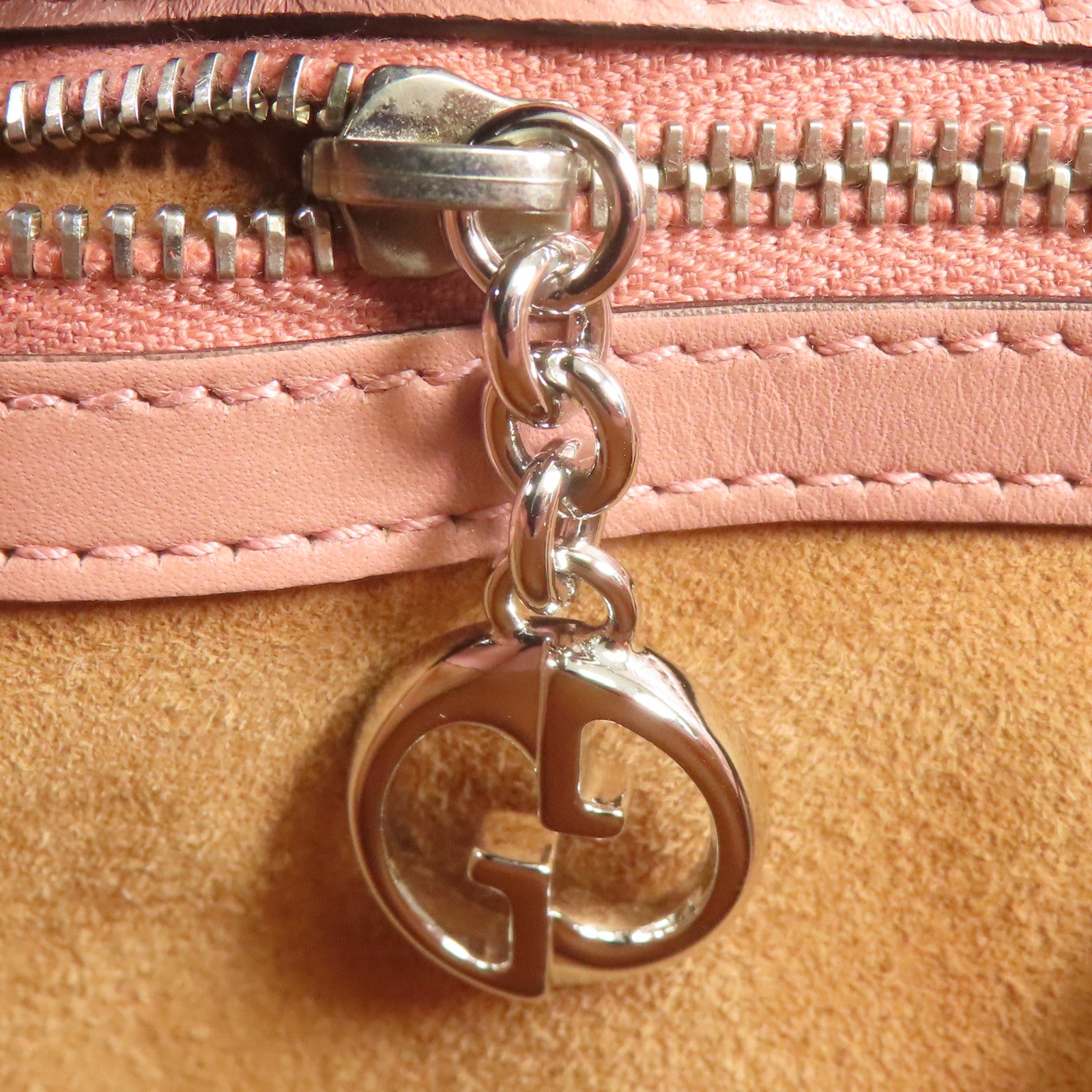 GUCCI GG SHW Hand Bag Calfskin Leather Pink