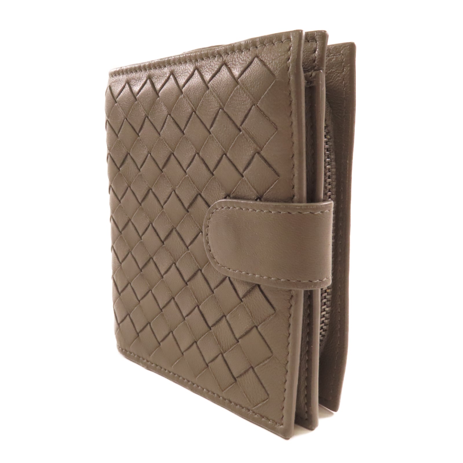 BOTTEGA VENETA 羊皮皮革Wallet銀扣錢包灰色