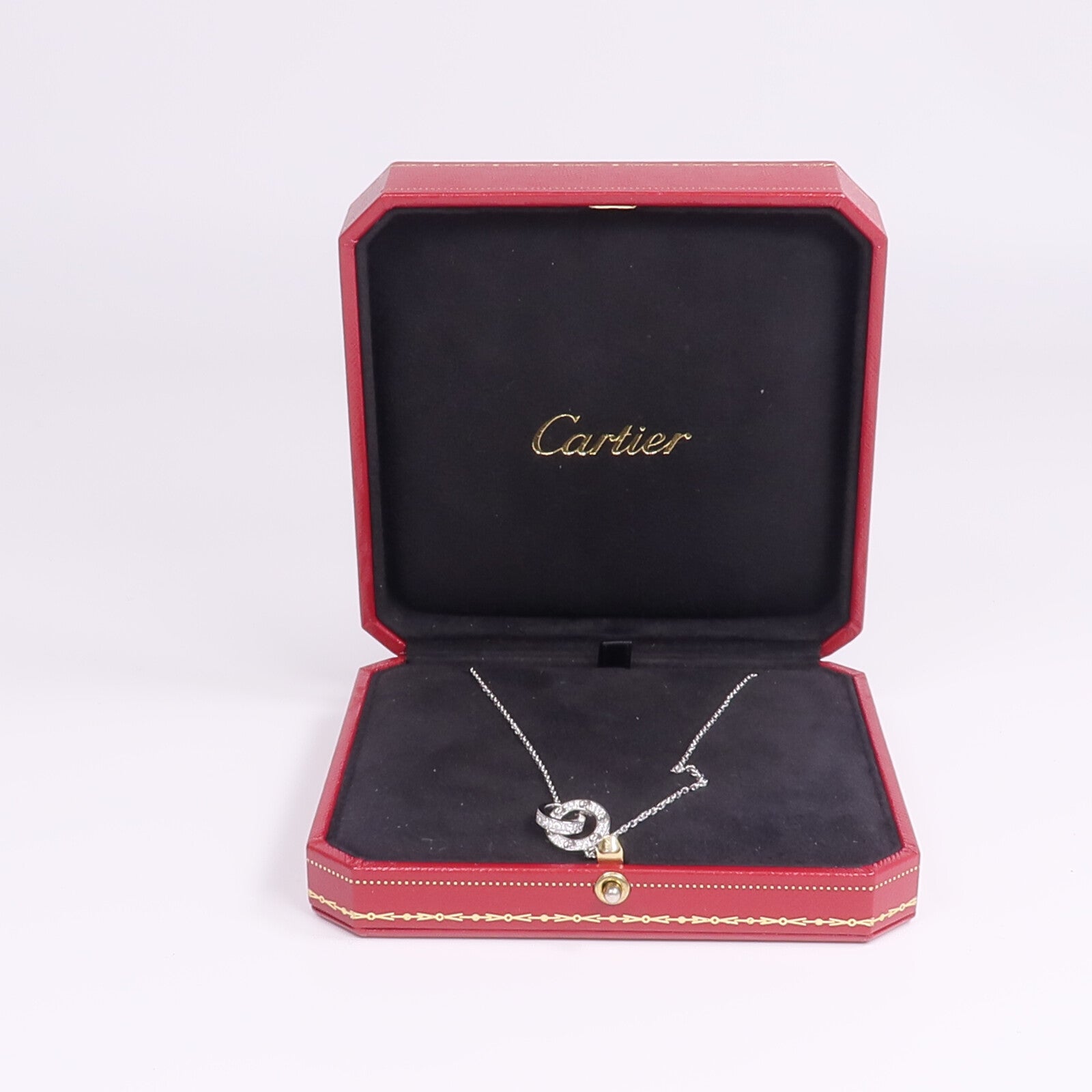 CARTIER 18K白金Love Necklace Paved Diamond項鍊